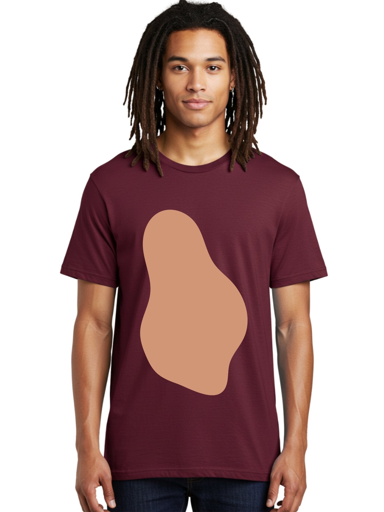 Peanut Men'S Graphic Tee, 100% Cotton, Comfortable Casual Summer Wear, Machine Washable, Peanut Shaped Object, Light Brown Color, Irregular Shape, Abstract Design, Simple Graphic, Minimalist Art Aae041 16