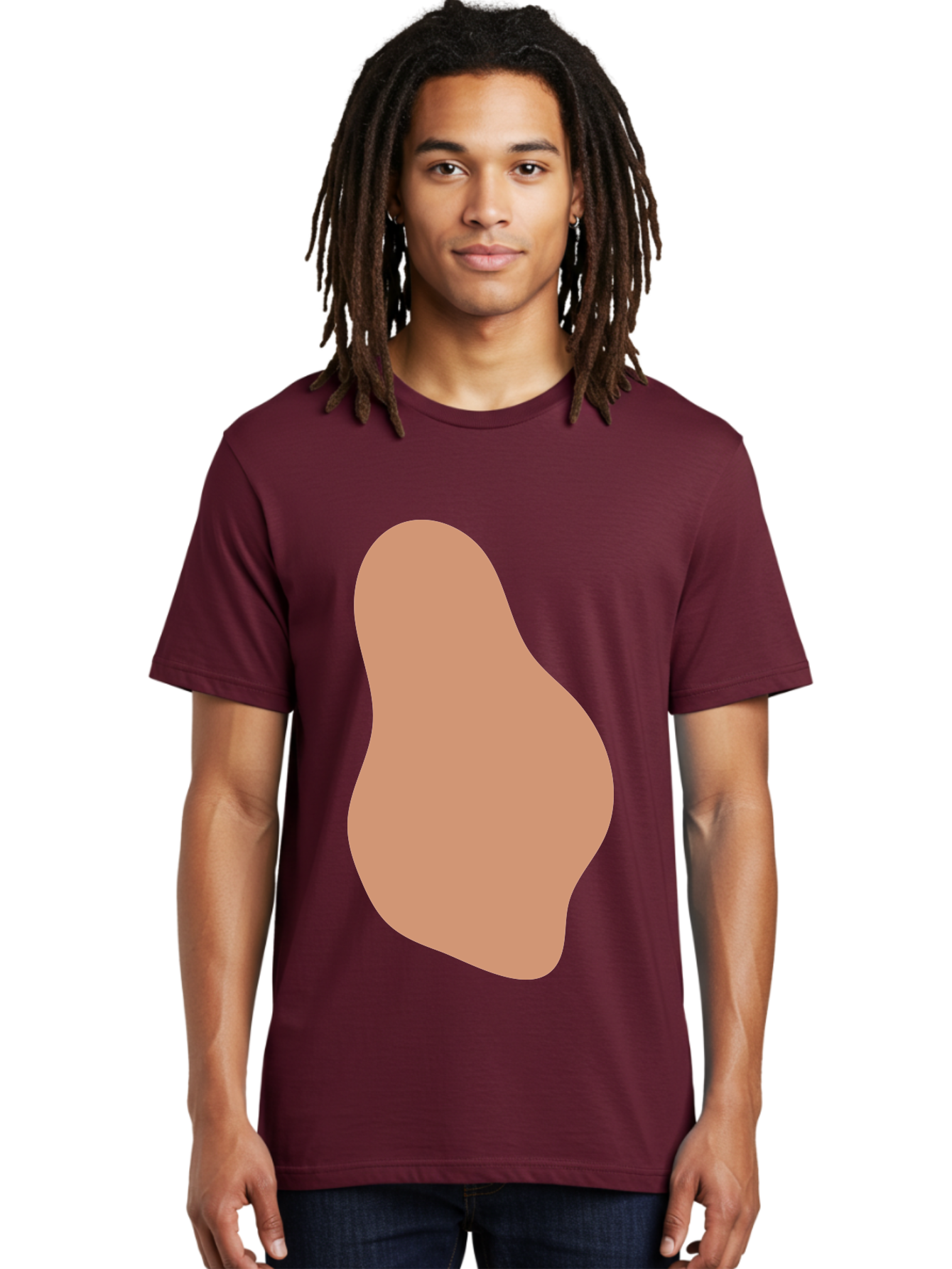Peanut Men'S Graphic Tee, 100% Cotton, Comfortable Casual Summer Wear, Machine Washable, Peanut Shaped Object, Light Brown Color, Irregular Shape, Abstract Design, Simple Graphic, Minimalist Art Aae041 26