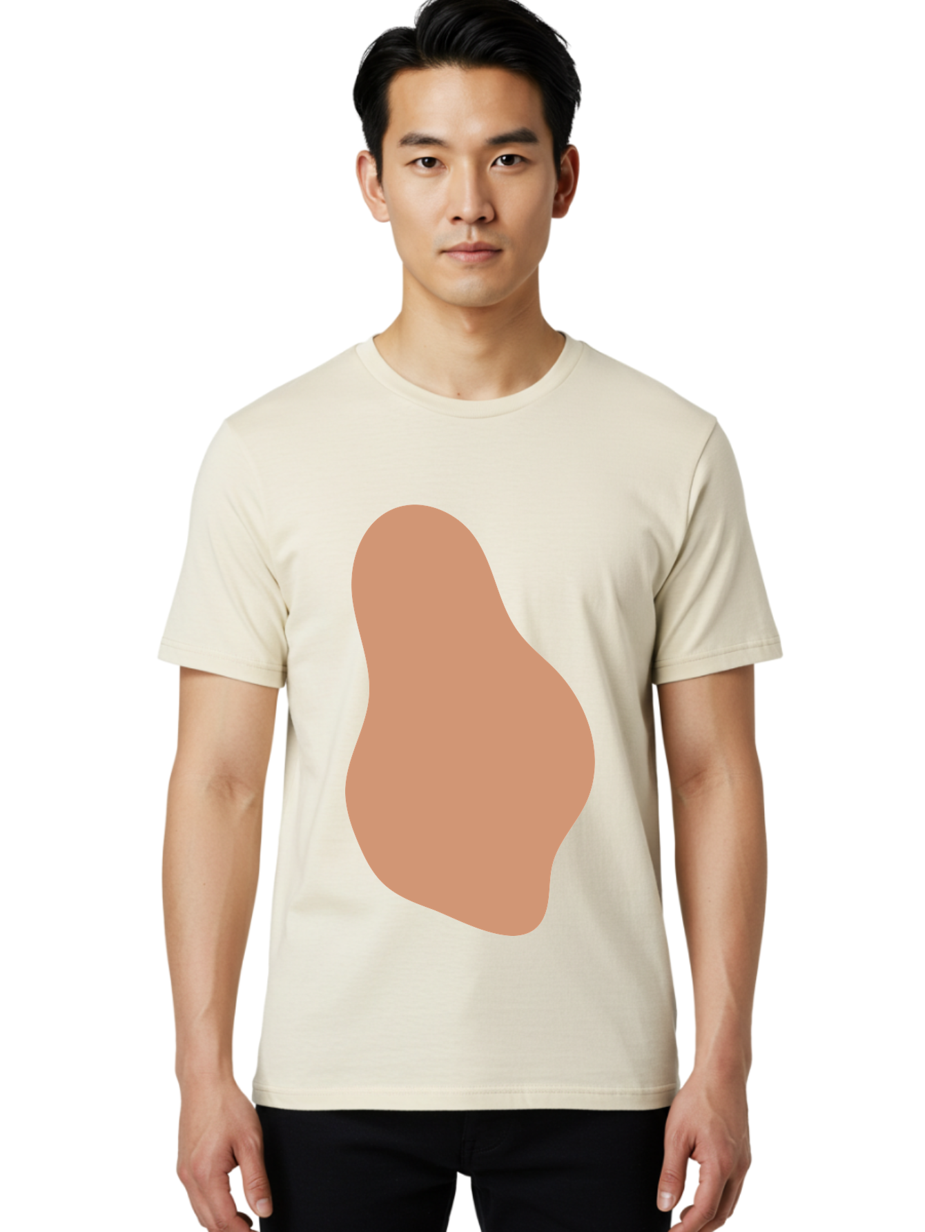 Peanut Men'S Graphic Tee, 100% Cotton, Comfortable Casual Summer Wear, Machine Washable, Peanut Shaped Object, Light Brown Color, Irregular Shape, Abstract Design, Simple Graphic, Minimalist Art Aae041 12