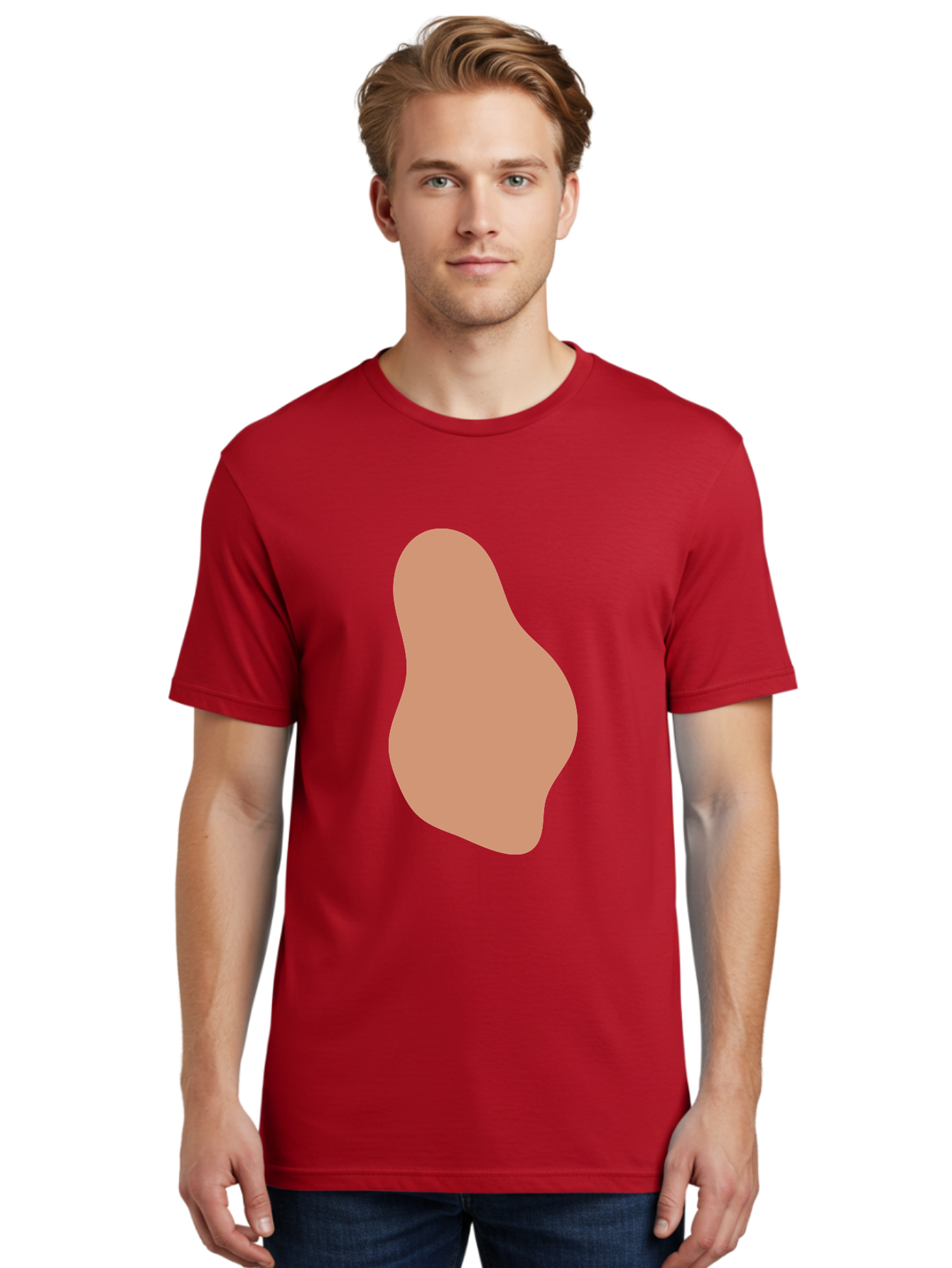 Peanut Men'S Graphic Tee, 100% Cotton, Comfortable Casual Summer Wear, Machine Washable, Peanut Shaped Object, Light Brown Color, Irregular Shape, Abstract Design, Simple Graphic, Minimalist Art Aae041 28