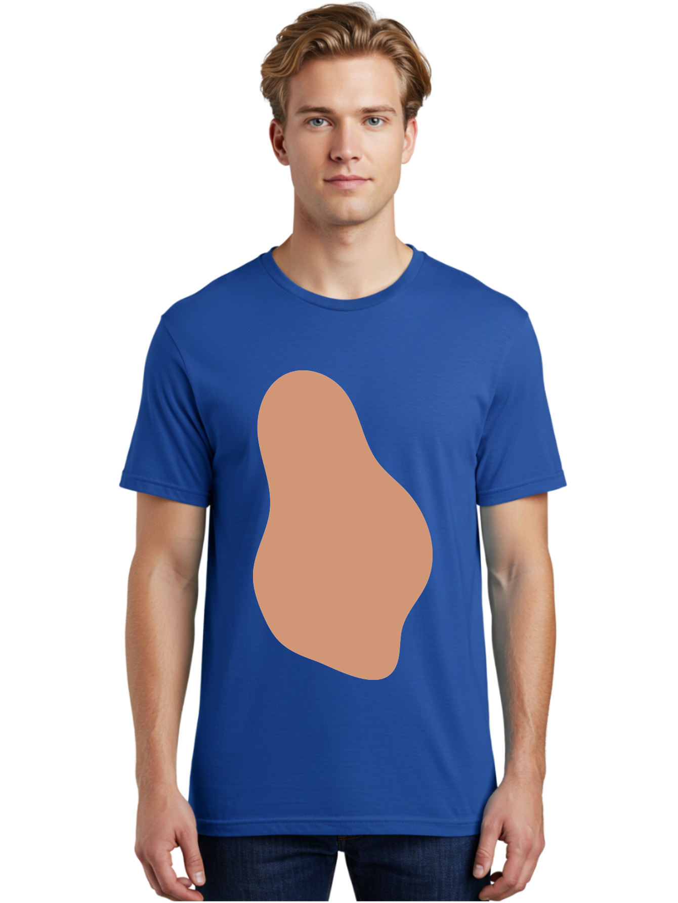 Peanut Men'S Graphic Tee, 100% Cotton, Comfortable Casual Summer Wear, Machine Washable, Peanut Shaped Object, Light Brown Color, Irregular Shape, Abstract Design, Simple Graphic, Minimalist Art Aae041 10