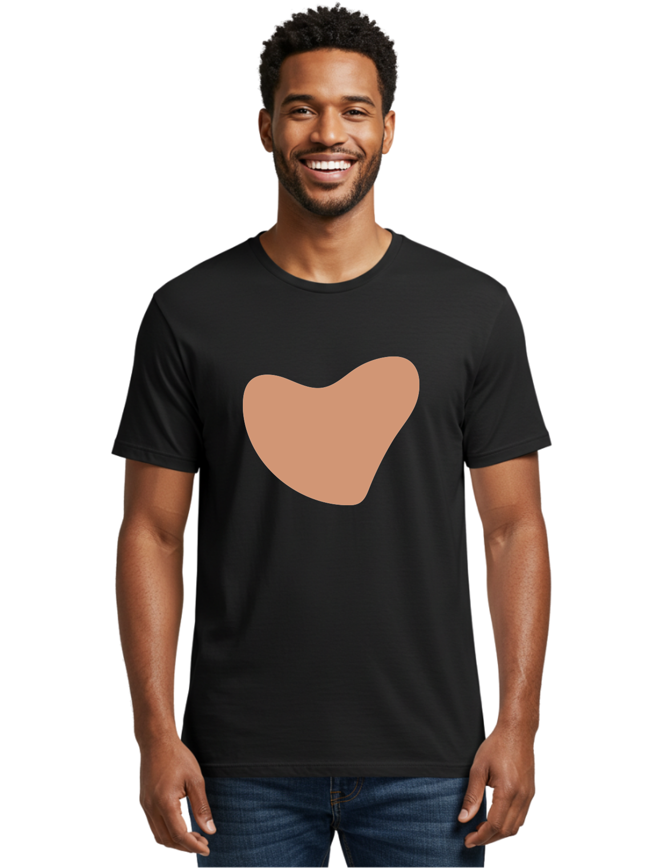 Pink-Shape Men'S Graphic Tee, 100% Cotton, Comfortable Casual Summer Wear, Machine Washable, Peach-Colored Shape, Smooth Texture, Abstract Design, Minimalist Art, Modern Graphic, Simple Form Aae042 18