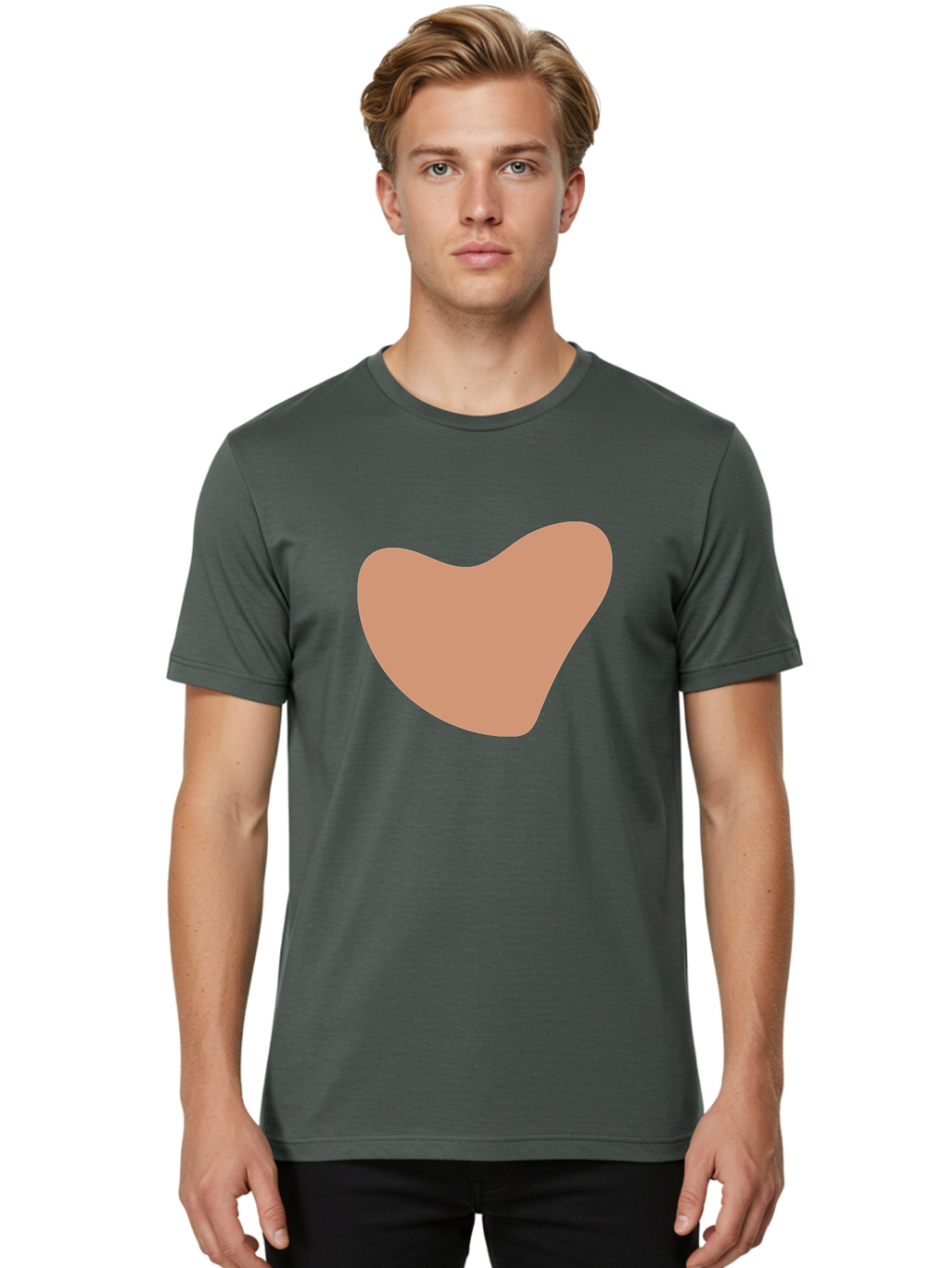 Pink-Shape Men'S Graphic Tee, 100% Cotton, Comfortable Casual Summer Wear, Machine Washable, Peach-Colored Shape, Smooth Texture, Abstract Design, Minimalist Art, Modern Graphic, Simple Form Aae042 4