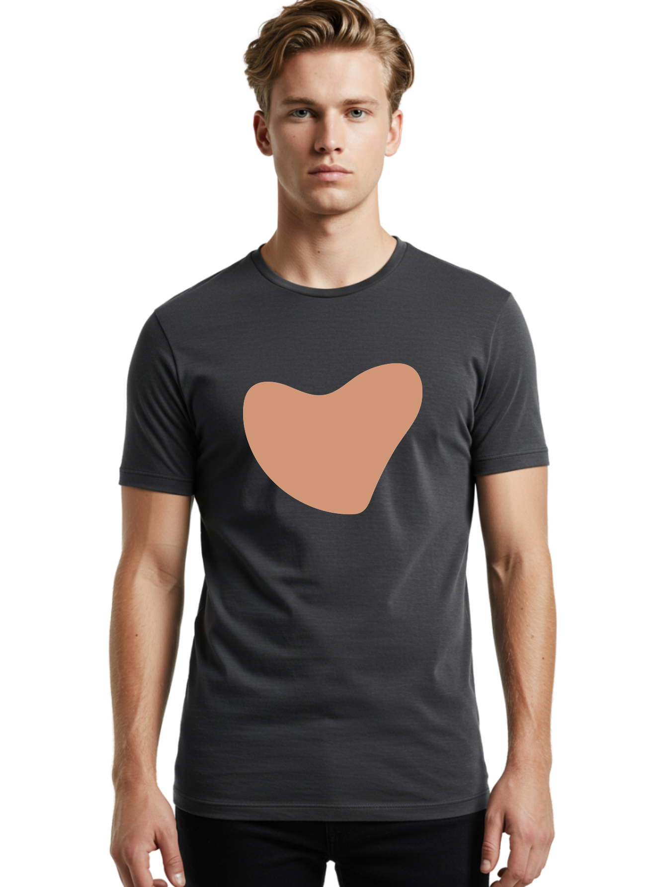 Pink-Shape Men'S Graphic Tee, 100% Cotton, Comfortable Casual Summer Wear, Machine Washable, Peach-Colored Shape, Smooth Texture, Abstract Design, Minimalist Art, Modern Graphic, Simple Form Aae042 16