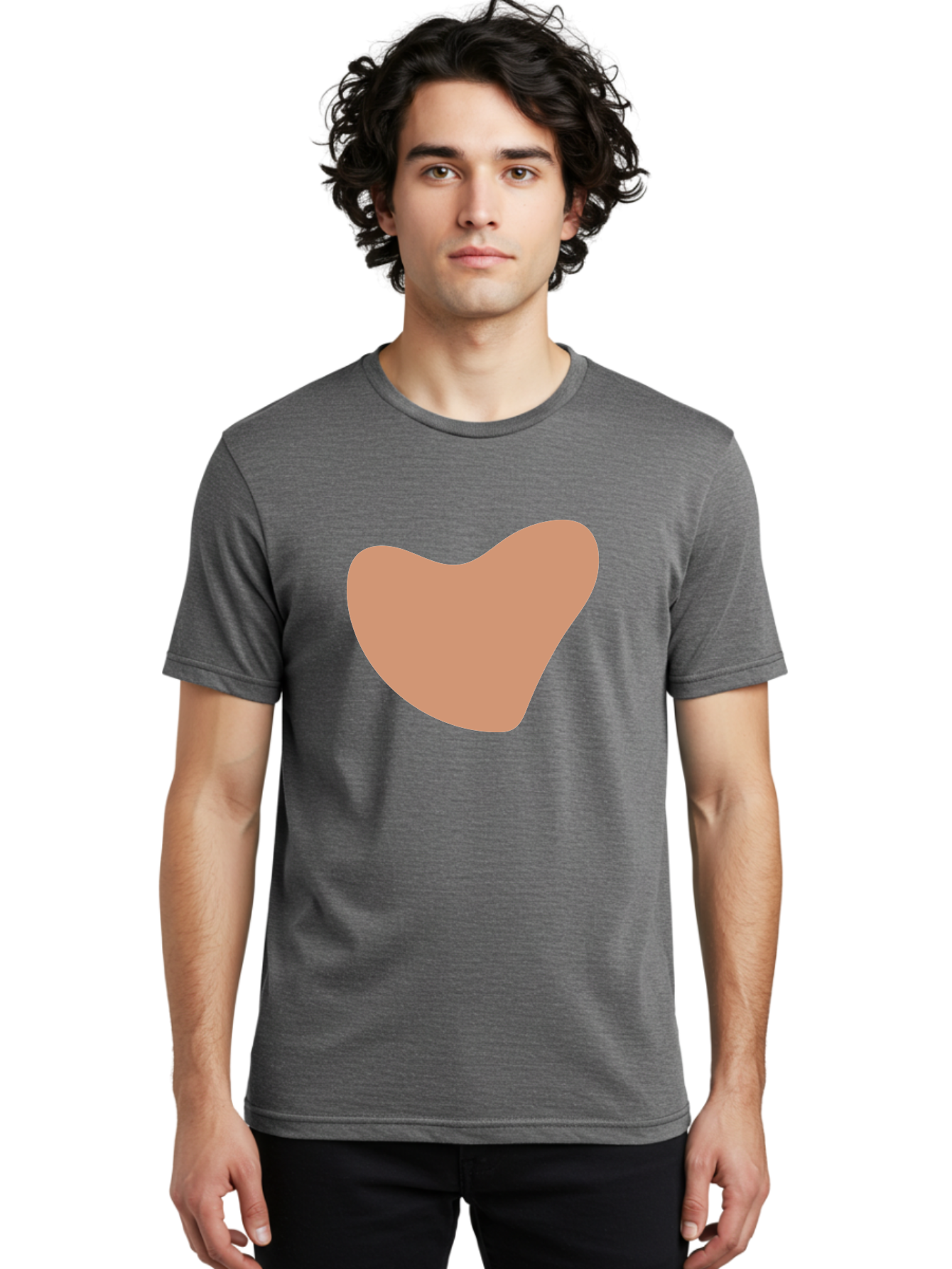 Pink-Shape Men'S Graphic Tee, 100% Cotton, Comfortable Casual Summer Wear, Machine Washable, Peach-Colored Shape, Smooth Texture, Abstract Design, Minimalist Art, Modern Graphic, Simple Form Aae042 14