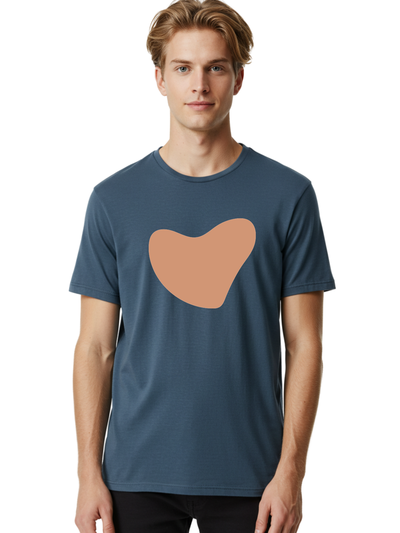 Pink-Shape Men'S Graphic Tee, 100% Cotton, Comfortable Casual Summer Wear, Machine Washable, Peach-Colored Shape, Smooth Texture, Abstract Design, Minimalist Art, Modern Graphic, Simple Form Aae042 28
