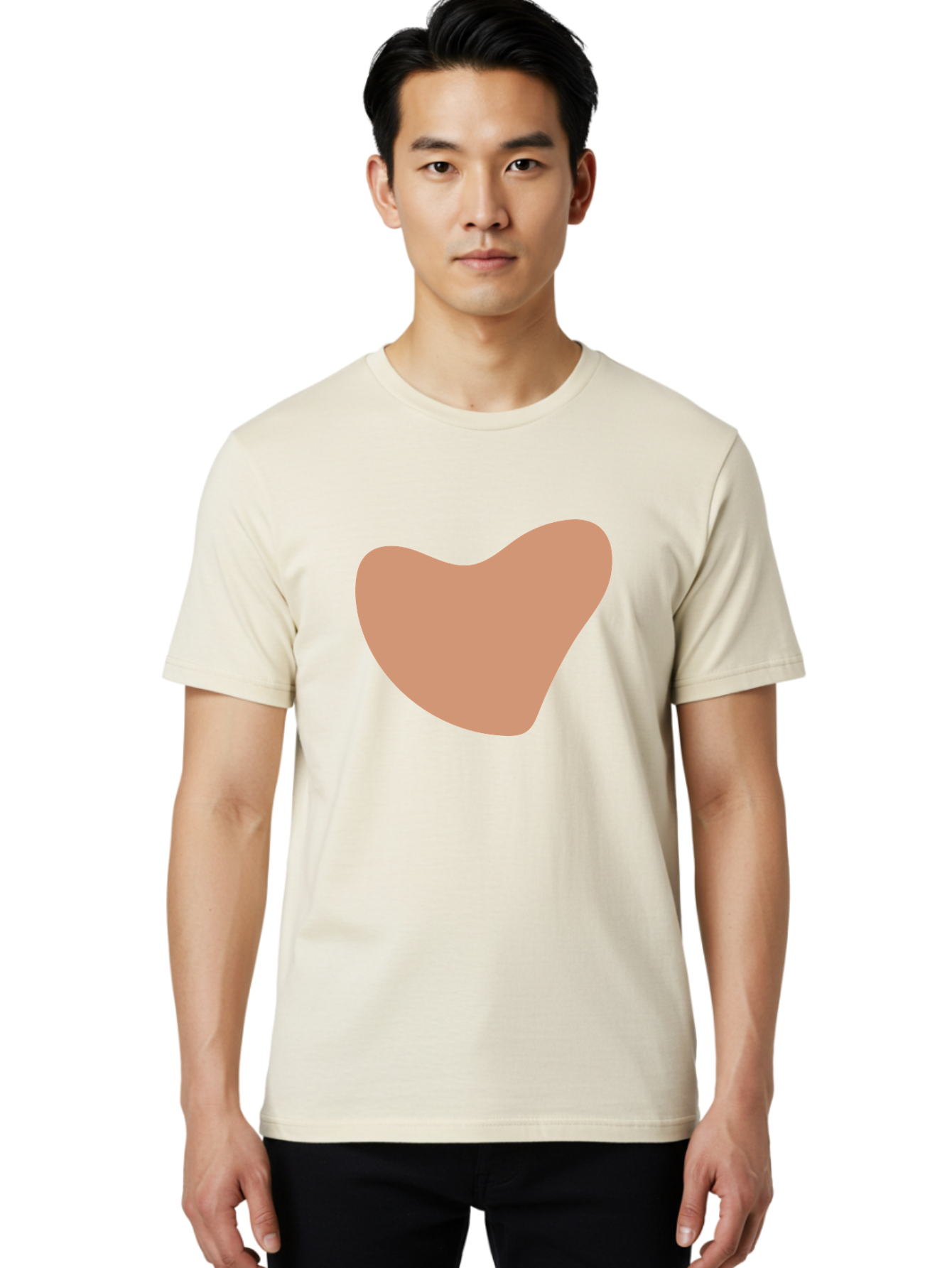 Pink-Shape Men'S Graphic Tee, 100% Cotton, Comfortable Casual Summer Wear, Machine Washable, Peach-Colored Shape, Smooth Texture, Abstract Design, Minimalist Art, Modern Graphic, Simple Form Aae042 22