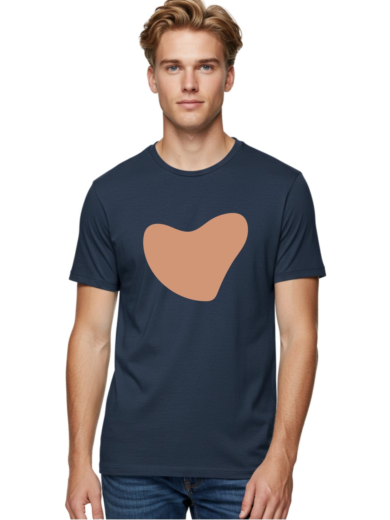 Pink-Shape Men'S Graphic Tee, 100% Cotton, Comfortable Casual Summer Wear, Machine Washable, Peach-Colored Shape, Smooth Texture, Abstract Design, Minimalist Art, Modern Graphic, Simple Form Aae042 27