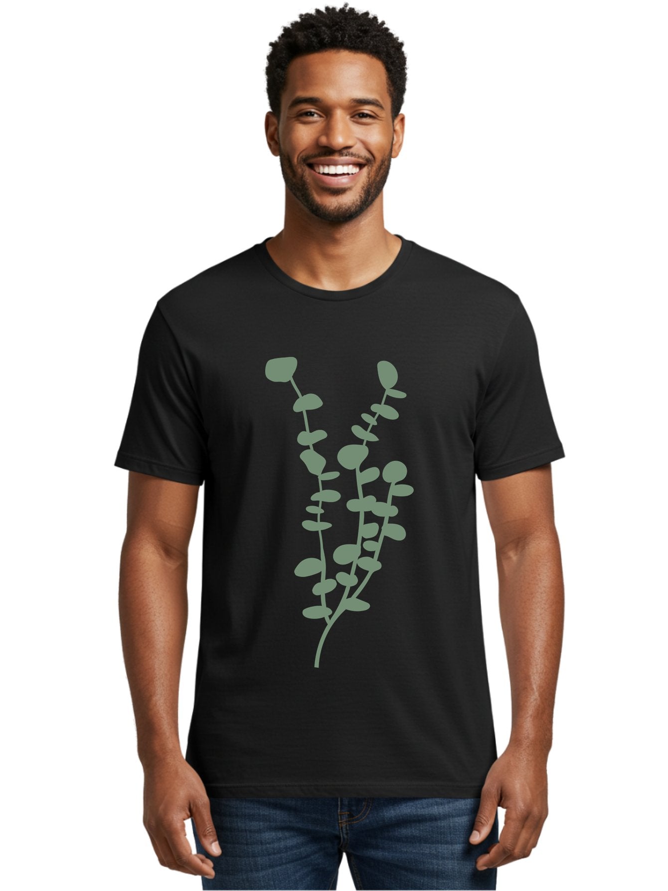 Plant Men'S Graphic Tee, 100% Cotton, Comfortable Casual Summer Wear, Machine Washable, Purple Flowering Branch, Gray Floral Illustration, Delicate Stems, Soft Petals, Botanical Art, Simple Design, Minimalist Graphics Aae043 22