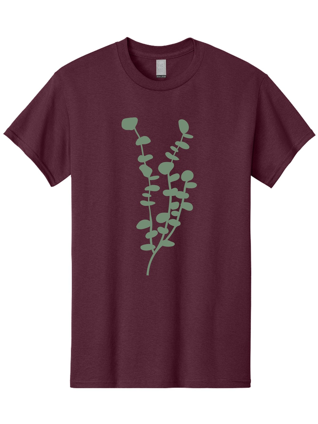 Plant Men'S Graphic Tee, 100% Cotton, Comfortable Casual Summer Wear, Machine Washable, Purple Flowering Branch, Gray Floral Illustration, Delicate Stems, Soft Petals, Botanical Art, Simple Design, Minimalist Graphics Aae043