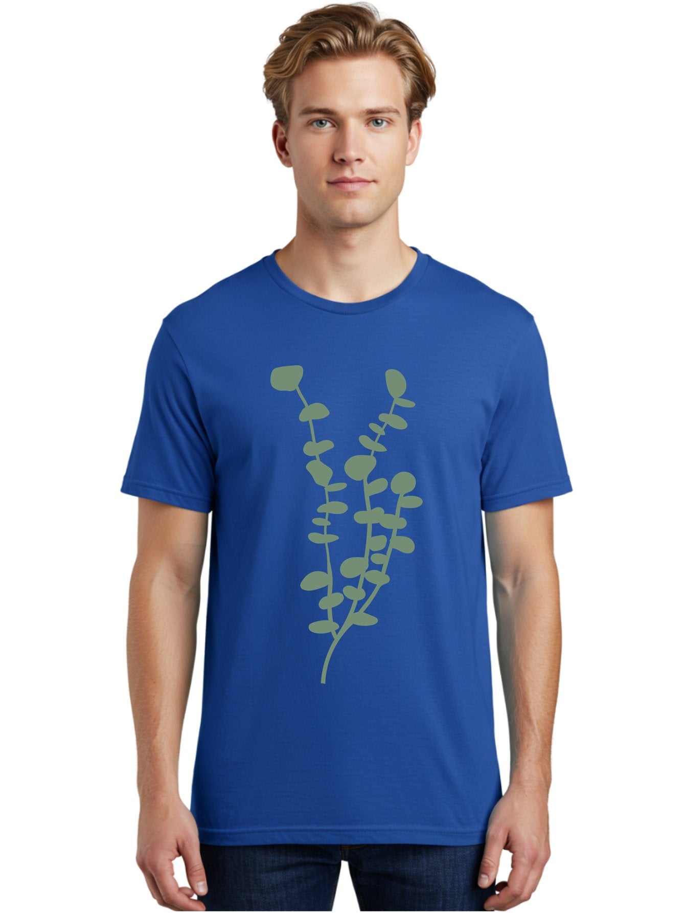 Plant Men'S Graphic Tee, 100% Cotton, Comfortable Casual Summer Wear, Machine Washable, Purple Flowering Branch, Gray Floral Illustration, Delicate Stems, Soft Petals, Botanical Art, Simple Design, Minimalist Graphics Aae043 24