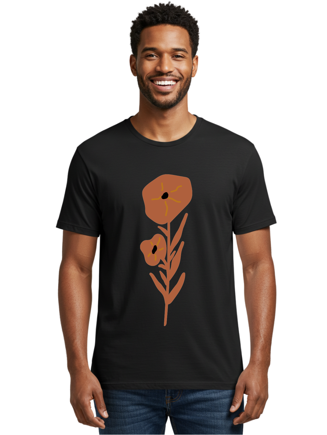 Poppies Men'S Graphic Tee, 100% Cotton, Comfortable Casual Summer Wear, Machine Washable, Red Poppy Flowers, Simple Illustration, Minimalist Design, Poppy Plant, Red Flowers, Stylized Artwork, Floral Motif, Elegant Simplicity Aae044 28
