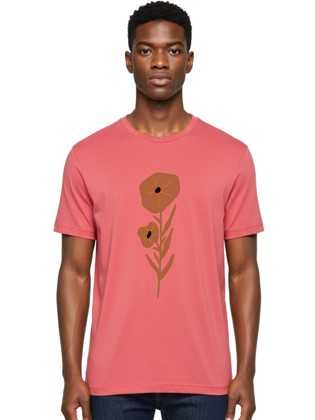 Poppies Men'S Graphic Tee, 100% Cotton, Comfortable Casual Summer Wear, Machine Washable, Red Poppy Flowers, Simple Illustration, Minimalist Design, Poppy Plant, Red Flowers, Stylized Artwork, Floral Motif, Elegant Simplicity Aae044 4