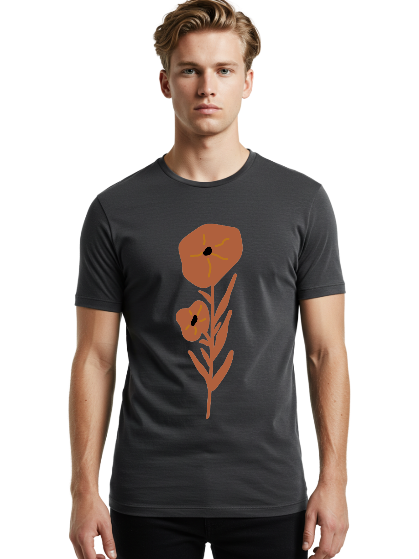 Poppies Men'S Graphic Tee, 100% Cotton, Comfortable Casual Summer Wear, Machine Washable, Red Poppy Flowers, Simple Illustration, Minimalist Design, Poppy Plant, Red Flowers, Stylized Artwork, Floral Motif, Elegant Simplicity Aae044 8
