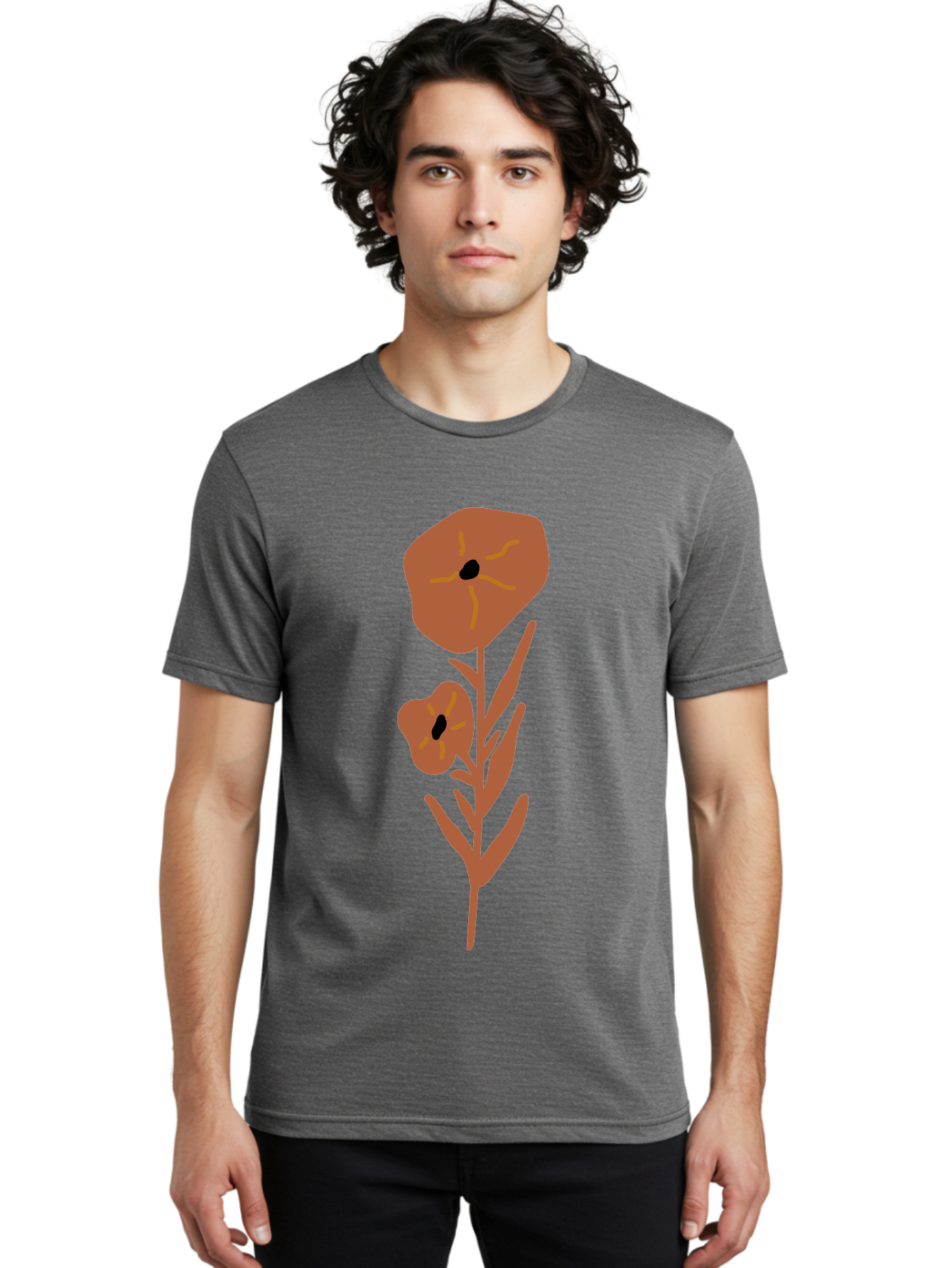 Poppies Men'S Graphic Tee, 100% Cotton, Comfortable Casual Summer Wear, Machine Washable, Red Poppy Flowers, Simple Illustration, Minimalist Design, Poppy Plant, Red Flowers, Stylized Artwork, Floral Motif, Elegant Simplicity Aae044 14