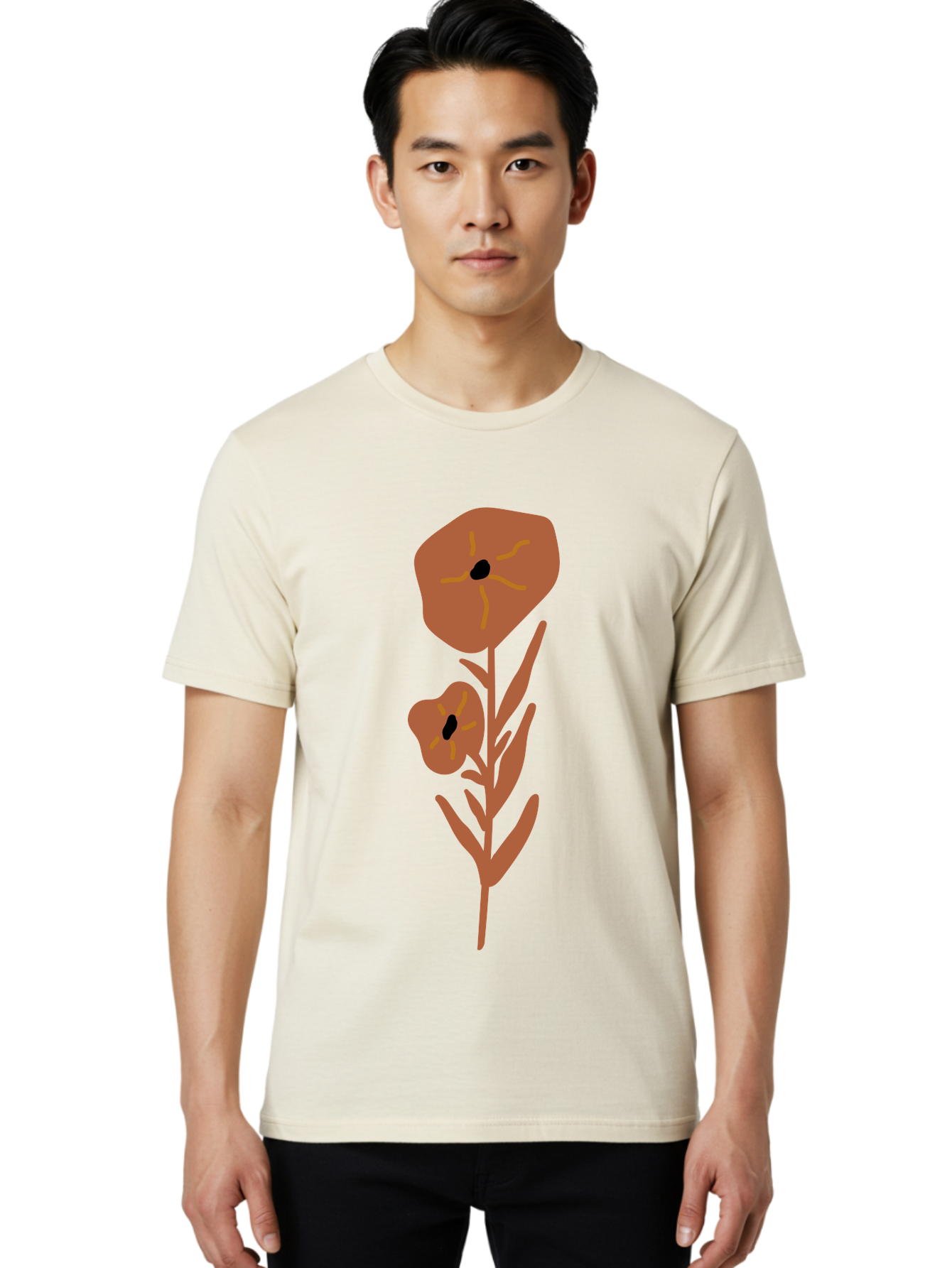 Poppies Men'S Graphic Tee, 100% Cotton, Comfortable Casual Summer Wear, Machine Washable, Red Poppy Flowers, Simple Illustration, Minimalist Design, Poppy Plant, Red Flowers, Stylized Artwork, Floral Motif, Elegant Simplicity Aae044 18