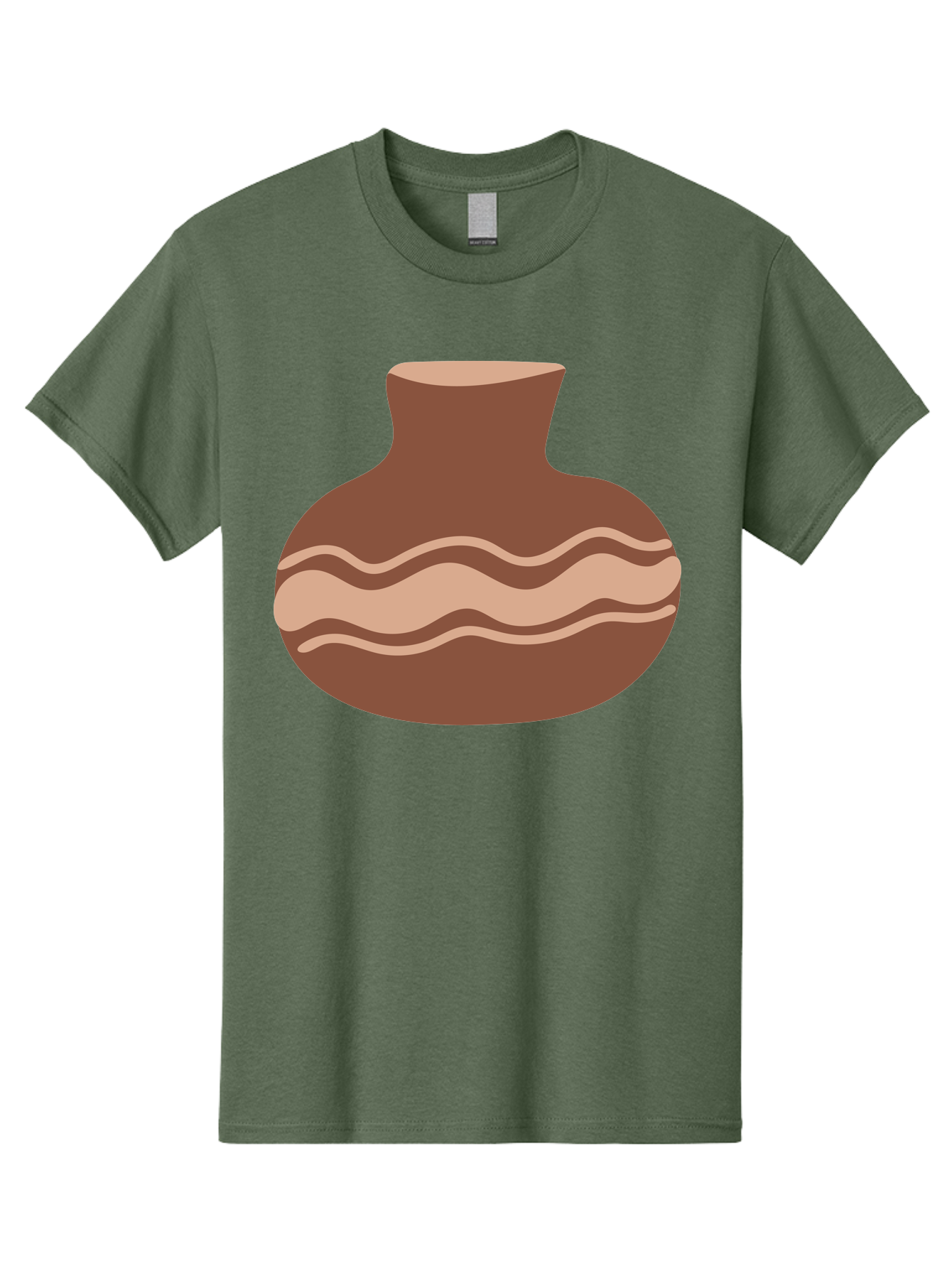 Pottery-Vase Men'S Graphic Tee, 100% Cotton, Comfortable Casual Summer Wear, Machine Washable, Clay Pot, Wavy Stripes, Decorative Design, Earthy Tones, Traditional Pottery, Handmade Ceramics, Simple Elegance, Rustic Charm Aae046 13