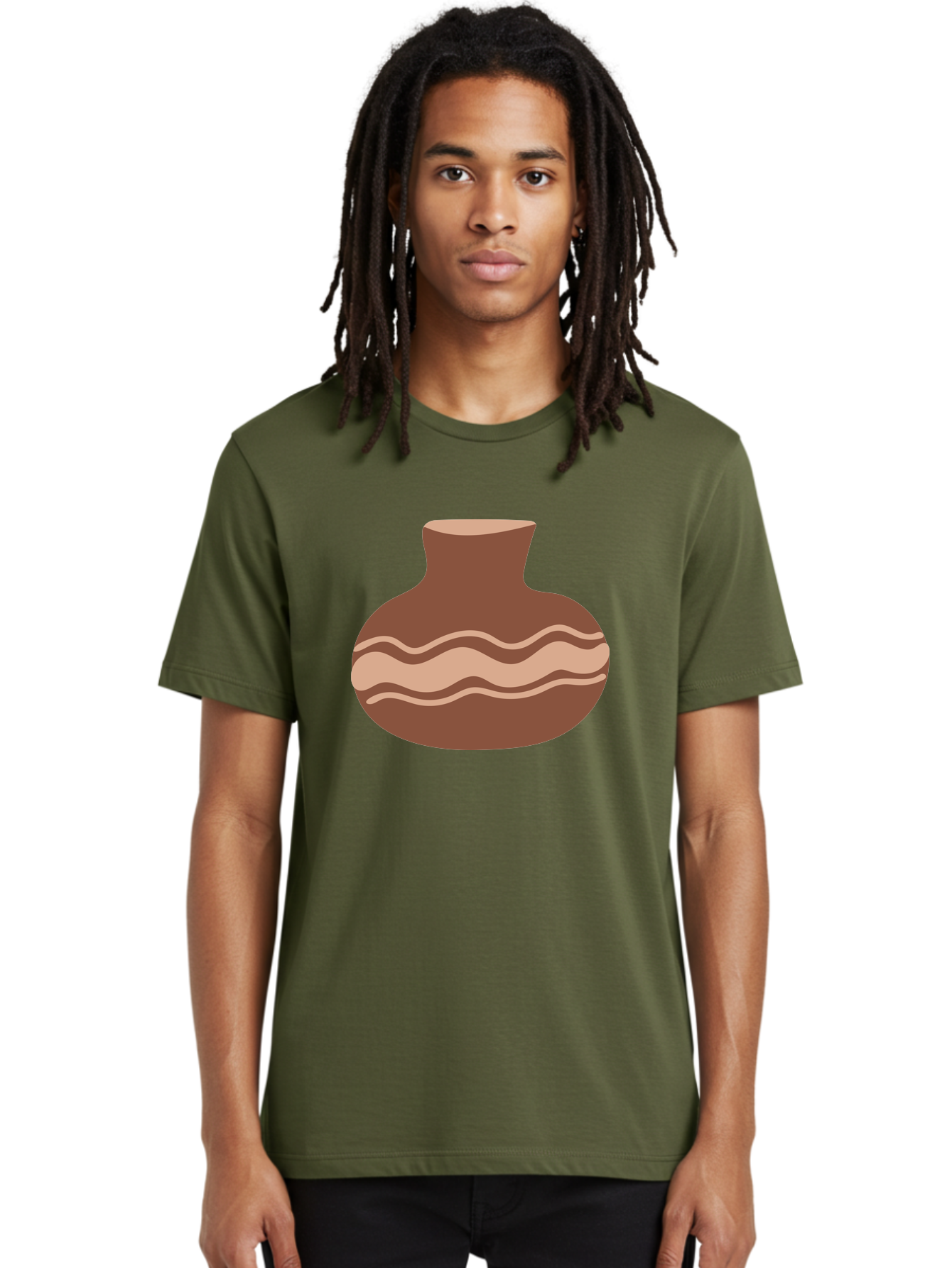 Pottery-Vase Men'S Graphic Tee, 100% Cotton, Comfortable Casual Summer Wear, Machine Washable, Clay Pot, Wavy Stripes, Decorative Design, Earthy Tones, Traditional Pottery, Handmade Ceramics, Simple Elegance, Rustic Charm Aae046 14