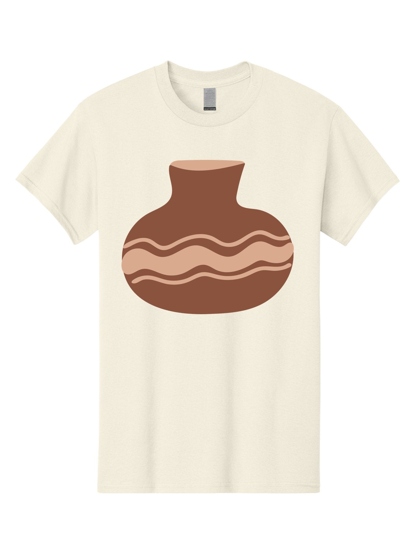 Pottery-Vase Men'S Graphic Tee, 100% Cotton, Comfortable Casual Summer Wear, Machine Washable, Clay Pot, Wavy Stripes, Decorative Design, Earthy Tones, Traditional Pottery, Handmade Ceramics, Simple Elegance, Rustic Charm Aae046