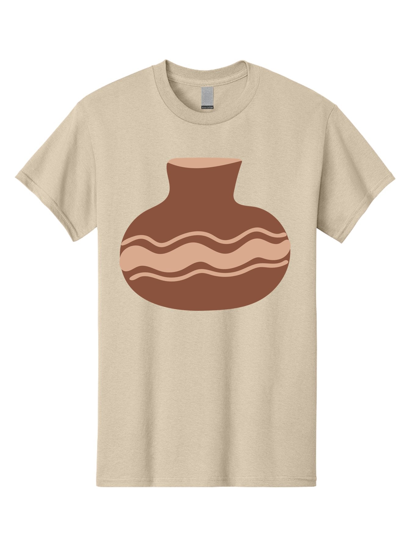 Pottery-Vase Men'S Graphic Tee, 100% Cotton, Comfortable Casual Summer Wear, Machine Washable, Clay Pot, Wavy Stripes, Decorative Design, Earthy Tones, Traditional Pottery, Handmade Ceramics, Simple Elegance, Rustic Charm Aae046 11