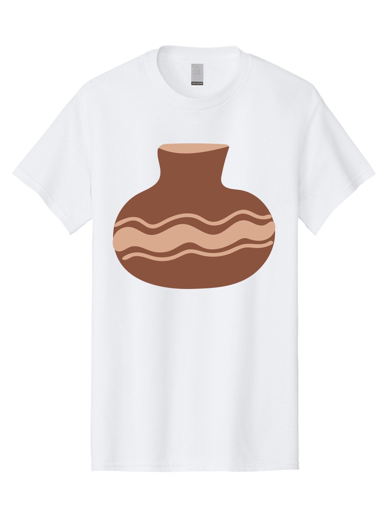 Pottery-Vase Men'S Graphic Tee, 100% Cotton, Comfortable Casual Summer Wear, Machine Washable, Clay Pot, Wavy Stripes, Decorative Design, Earthy Tones, Traditional Pottery, Handmade Ceramics, Simple Elegance, Rustic Charm Aae046 4
