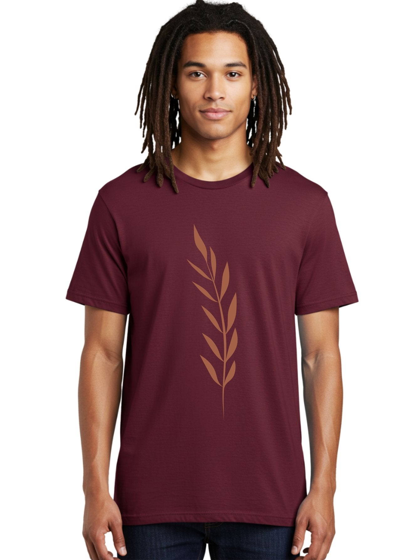 Red-Leaves-1 Men'S Graphic Tee, 100% Cotton, Comfortable Casual Summer Wear, Machine Washable, Red Leafy Branch, Simple Graphic, Leafy Design, Minimalist Art, Bold Red, Floral Element, Modern Illustration Aae047 18