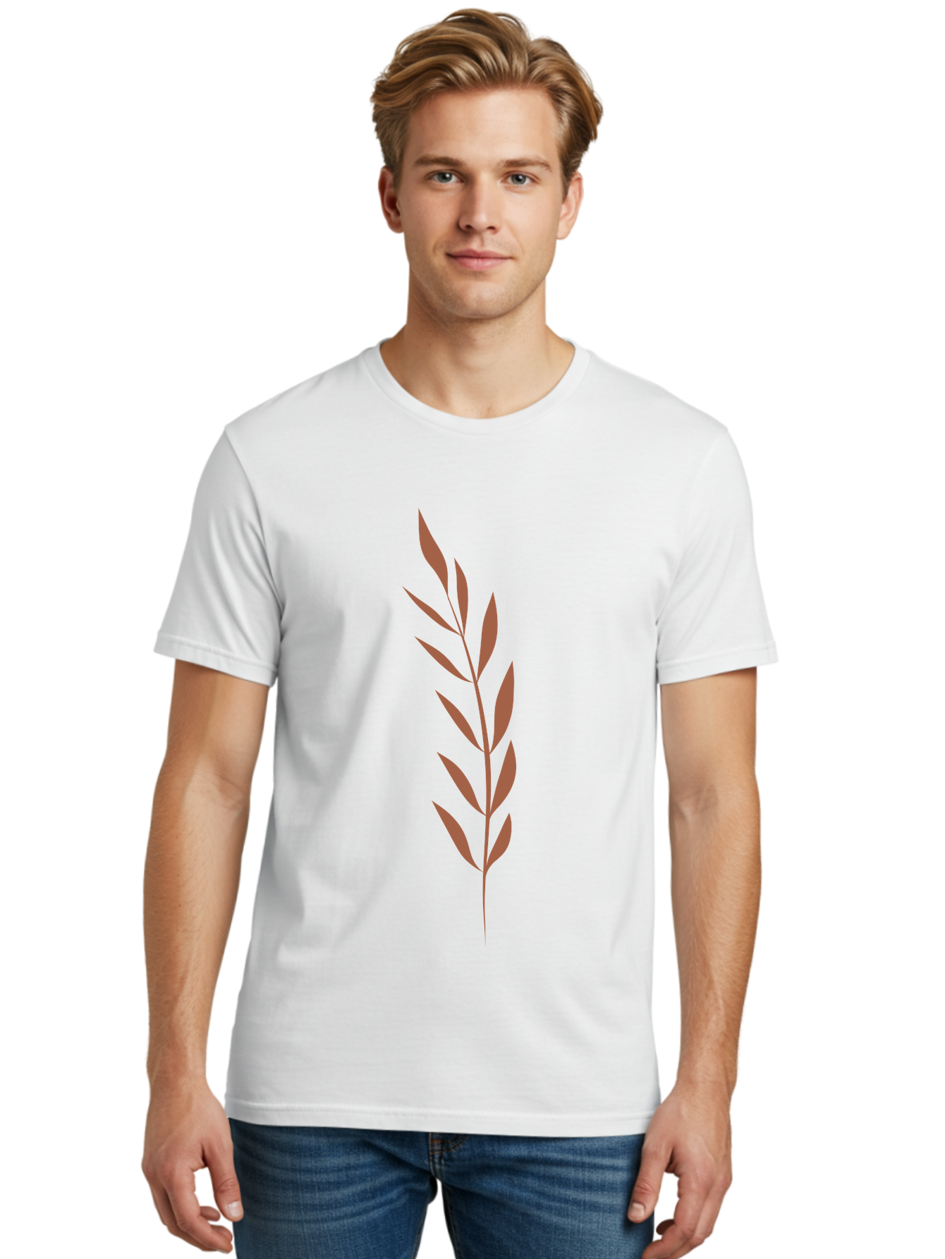Red-Leaves-1 Men'S Graphic Tee, 100% Cotton, Comfortable Casual Summer Wear, Machine Washable, Red Leafy Branch, Simple Graphic, Leafy Design, Minimalist Art, Bold Red, Floral Element, Modern Illustration Aae047 4