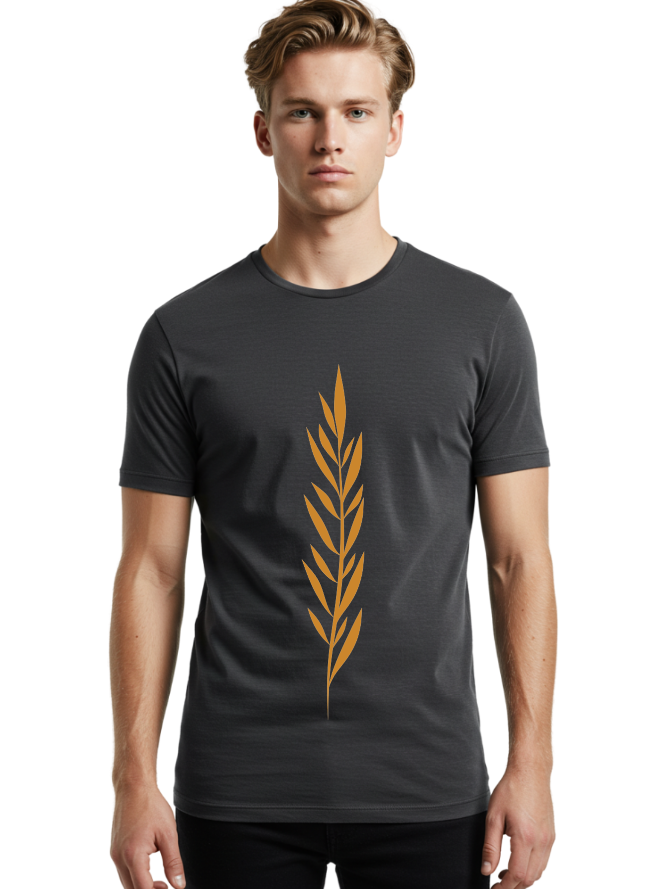 Red-Leaves Men'S Graphic Tee, 100% Cotton, Comfortable Casual Summer Wear, Machine Washable, Red Branch Graphic, Simple Leaf Design, Minimalist Art, Coral Color, Abstract Shape, Futuristic Look, Modern Illustration, Leafy Pattern Aae049 8