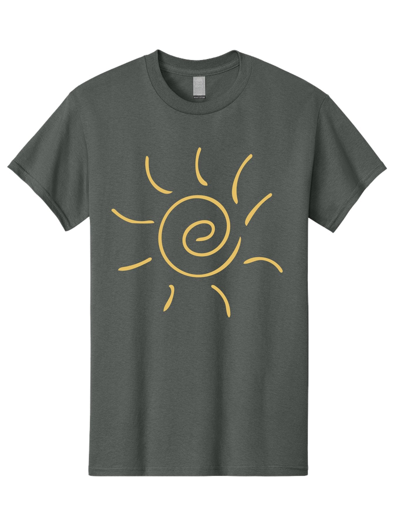 Spiral-Sun Men'S Graphic Tee, 100% Cotton, Comfortable Casual Summer Wear, Machine Washable, Hand-Drawn Sun, Spiral Design, Sunshine Symbol, Simple Illustration, Abstract Art, Yellow Graphics, Modern Icon Aae052 3