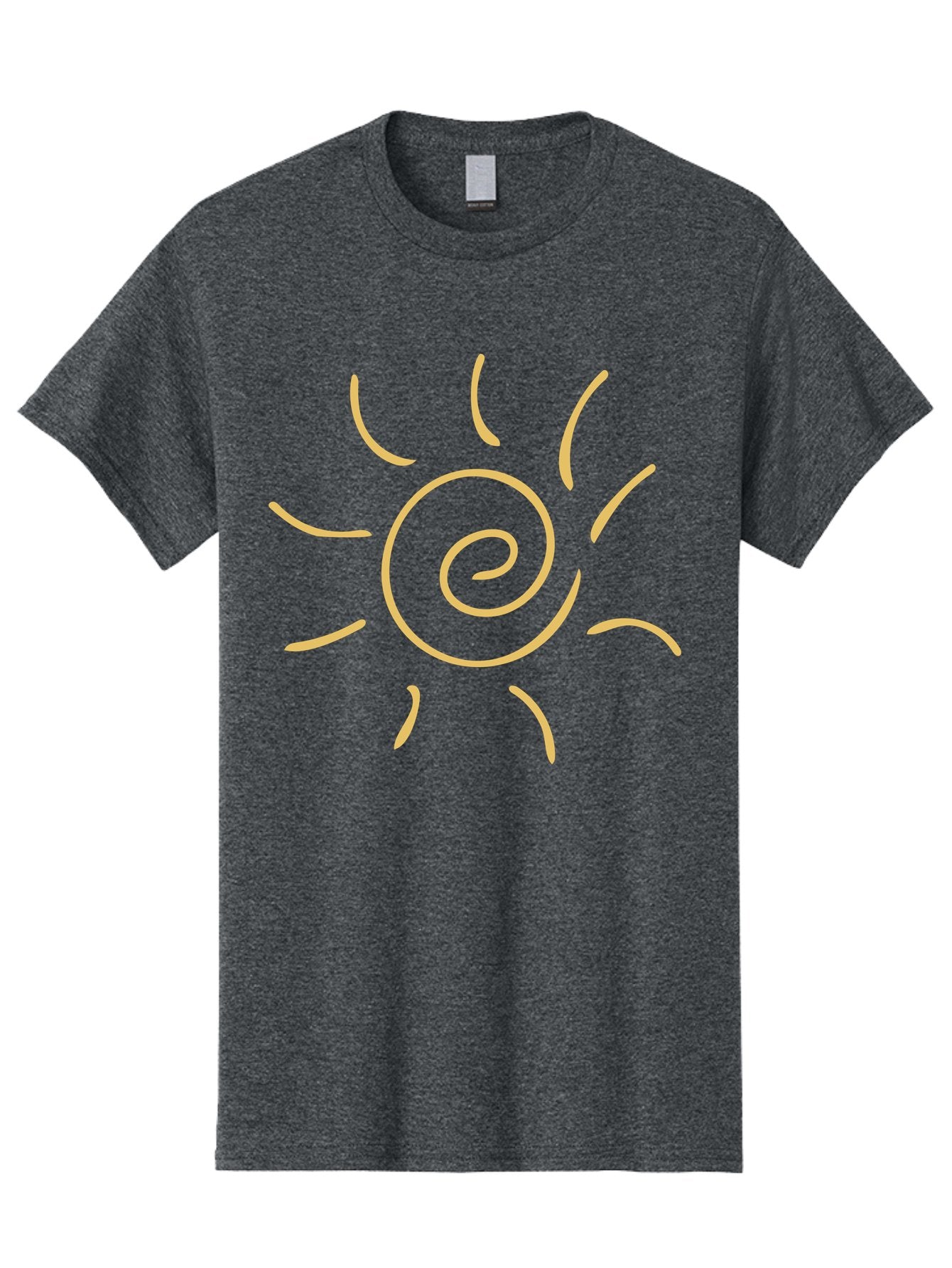 Spiral-Sun Men'S Graphic Tee, 100% Cotton, Comfortable Casual Summer Wear, Machine Washable, Hand-Drawn Sun, Spiral Design, Sunshine Symbol, Simple Illustration, Abstract Art, Yellow Graphics, Modern Icon Aae052 8