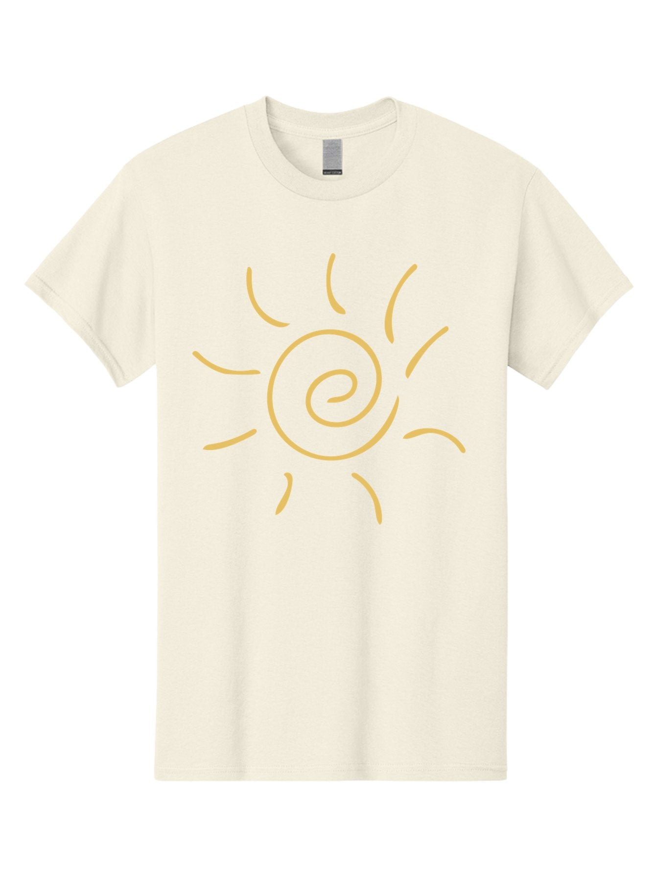 Spiral-Sun Men'S Graphic Tee, 100% Cotton, Comfortable Casual Summer Wear, Machine Washable, Hand-Drawn Sun, Spiral Design, Sunshine Symbol, Simple Illustration, Abstract Art, Yellow Graphics, Modern Icon Aae052 5
