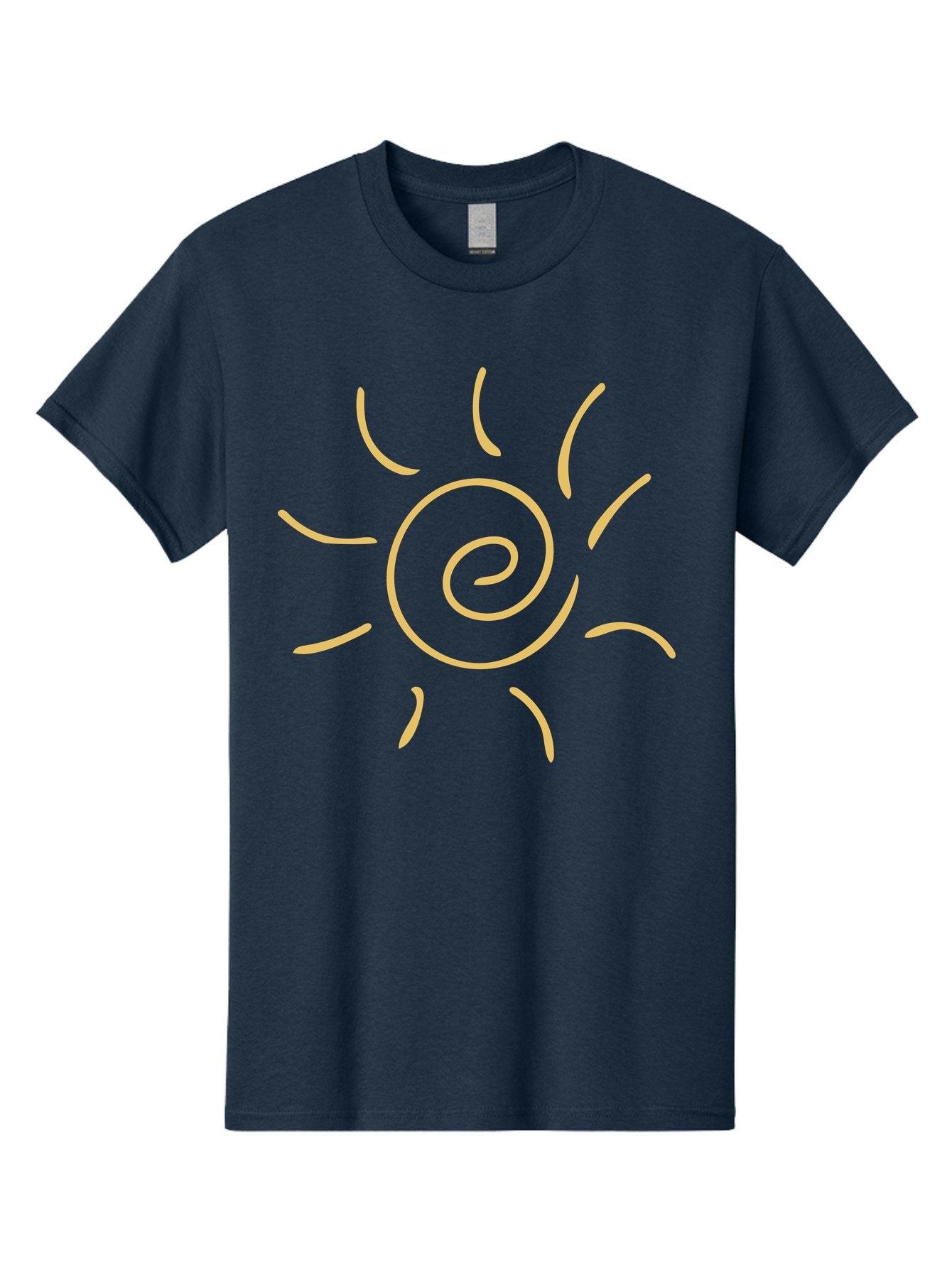 Spiral-Sun Men'S Graphic Tee, 100% Cotton, Comfortable Casual Summer Wear, Machine Washable, Hand-Drawn Sun, Spiral Design, Sunshine Symbol, Simple Illustration, Abstract Art, Yellow Graphics, Modern Icon Aae052 7