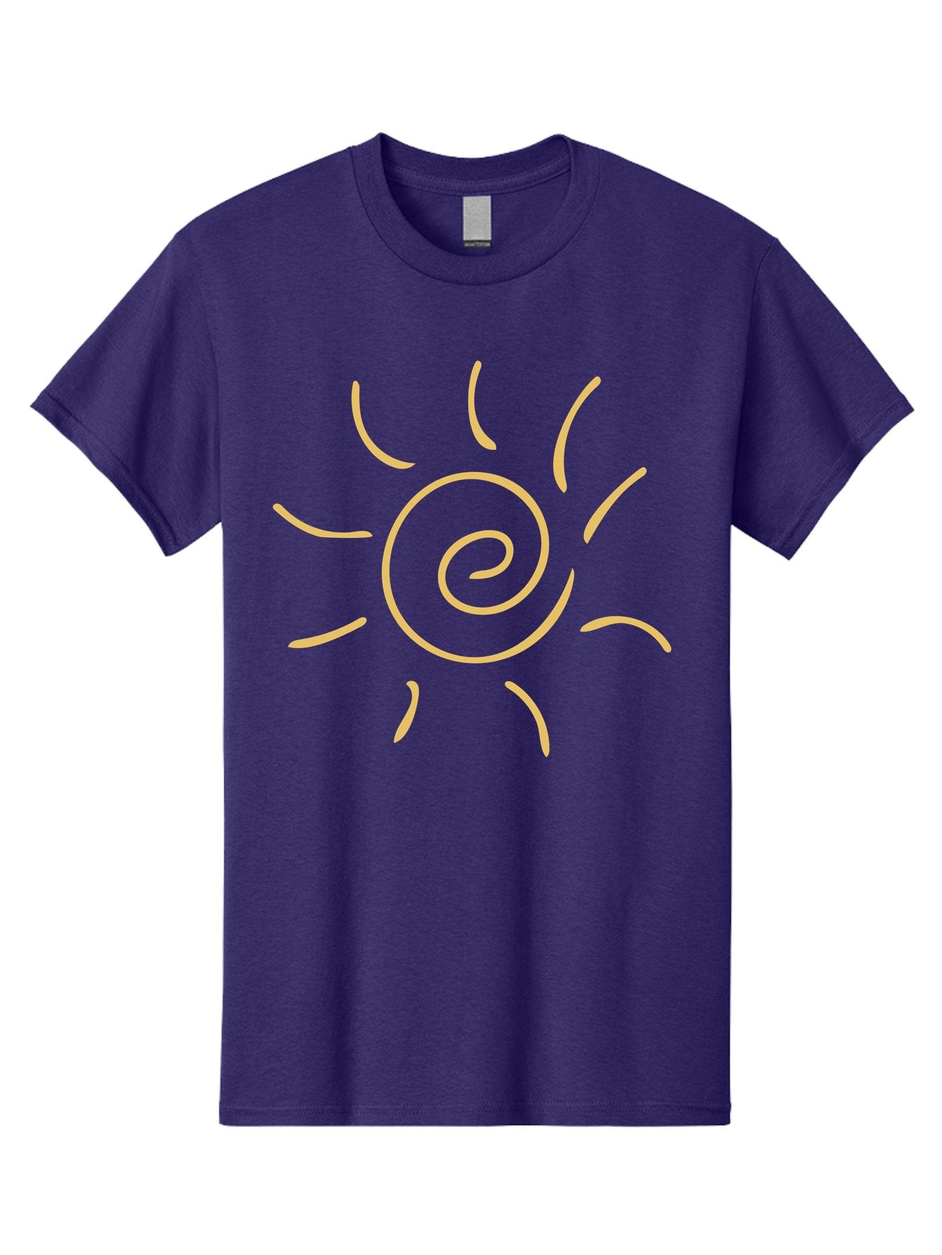 Spiral-Sun Men'S Graphic Tee, 100% Cotton, Comfortable Casual Summer Wear, Machine Washable, Hand-Drawn Sun, Spiral Design, Sunshine Symbol, Simple Illustration, Abstract Art, Yellow Graphics, Modern Icon Aae052 4