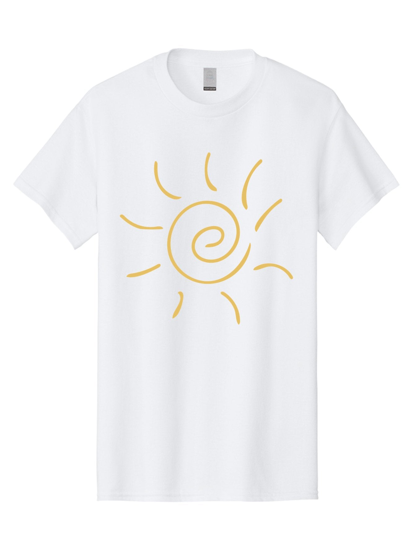 Spiral-Sun Men'S Graphic Tee, 100% Cotton, Comfortable Casual Summer Wear, Machine Washable, Hand-Drawn Sun, Spiral Design, Sunshine Symbol, Simple Illustration, Abstract Art, Yellow Graphics, Modern Icon Aae052 10