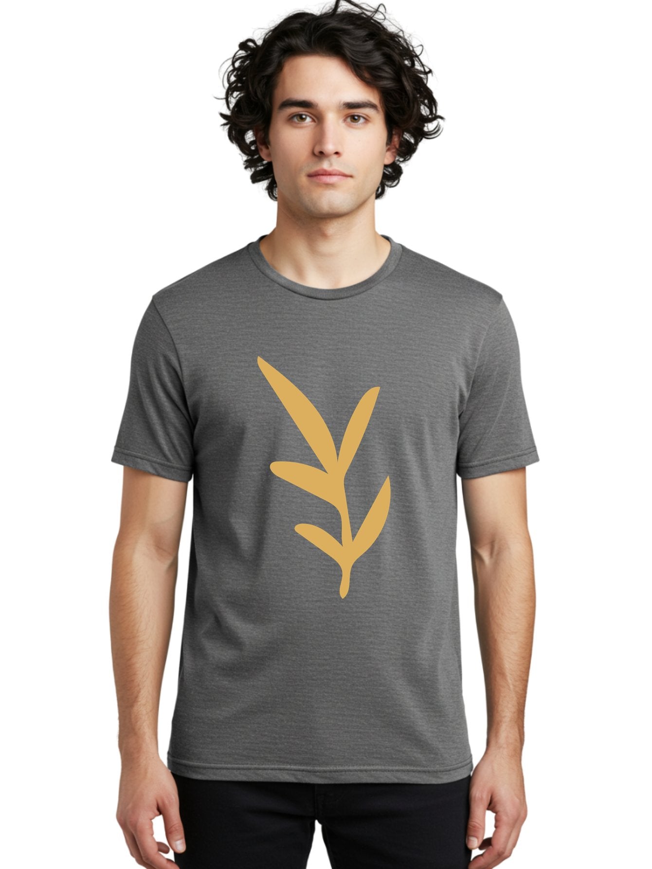 Sprout Men'S Graphic Tee, 100% Cotton, Comfortable Casual Summer Wear, Machine Washable, Sprouting Plant, Growing Leaves, Botanical Illustration, Simple Design, Minimalist Art, Abstract Foliage, Orange Silhouette Aae054 16