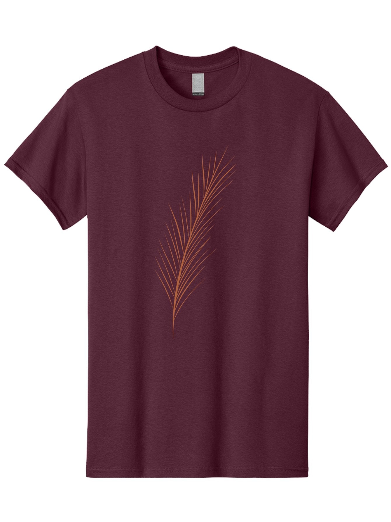 Stylized-Feather Men'S Graphic Tee, 100% Cotton, Comfortable Casual Summer Wear, Machine Washable, Red Twig, Thin Branches, Minimalist Design, Simple Shapes, Abstract Art, Digital Illustration, Modern Graphics Aae056