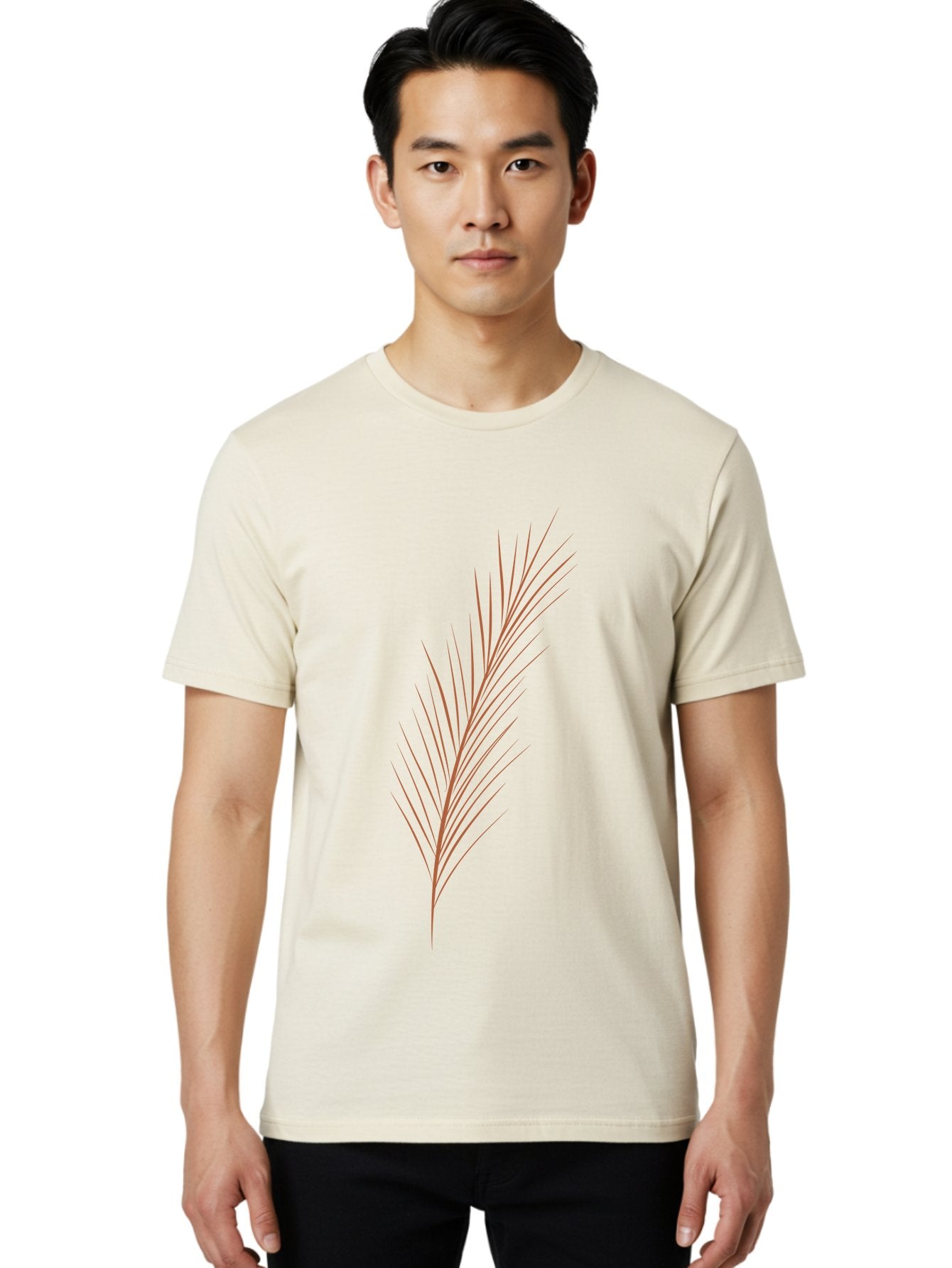 Stylized-Feather Men'S Graphic Tee, 100% Cotton, Comfortable Casual Summer Wear, Machine Washable, Red Twig, Thin Branches, Minimalist Design, Simple Shapes, Abstract Art, Digital Illustration, Modern Graphics Aae056 29