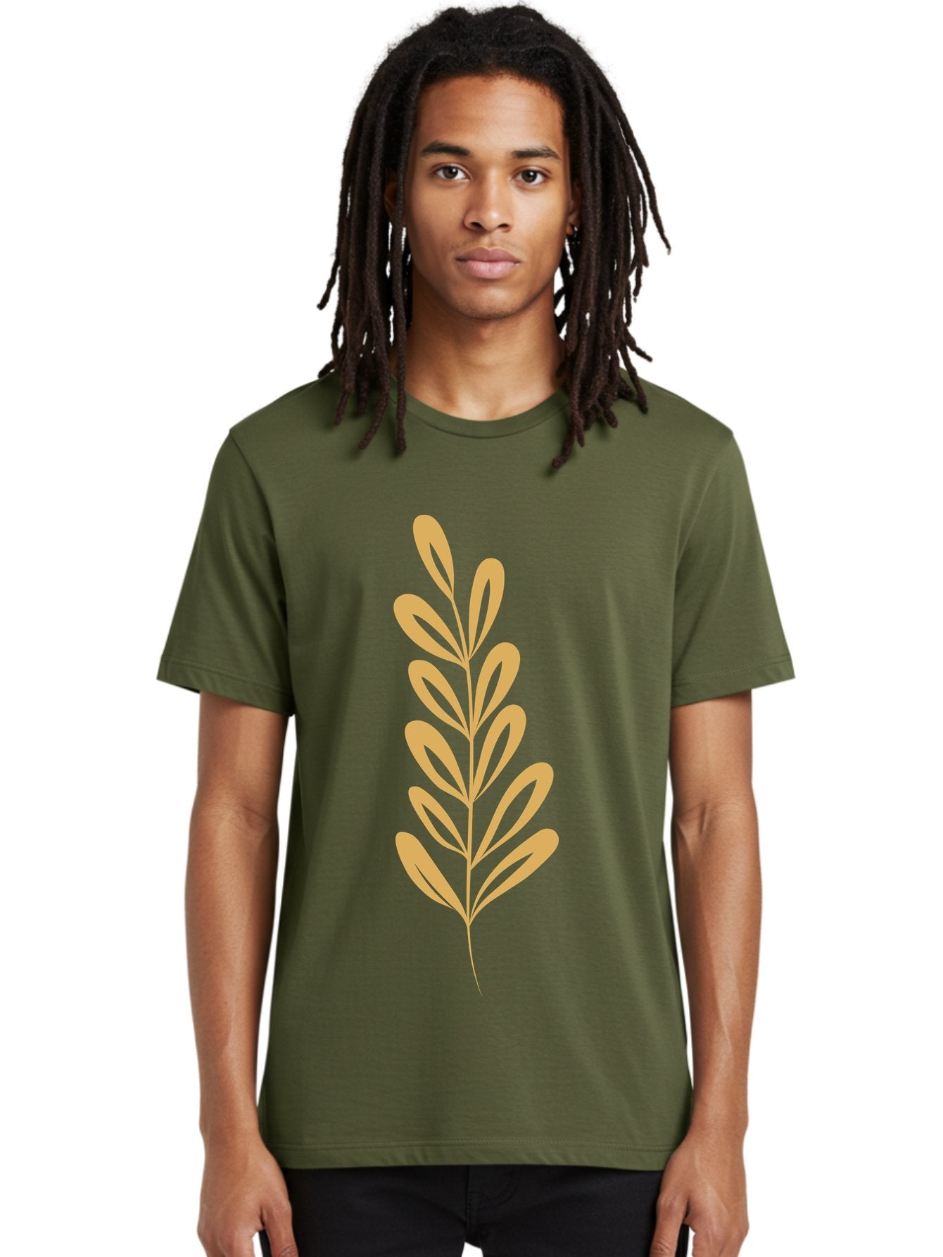 Tan-Branch Men'S Graphic Tee, 100% Cotton, Comfortable Casual Summer Wear, Machine Washable, Tan Leaf, Minimalist Design, Simple Graphics, Leaf Illustration, Foliage, Nature-Inspired, Botanical Art, Graphic Element, Abstract Leaf Aae057 29