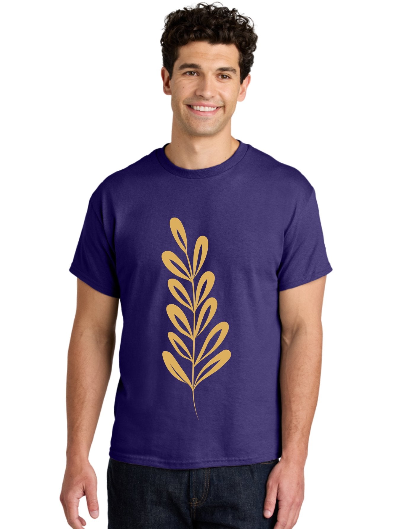 Tan-Branch Men'S Graphic Tee, 100% Cotton, Comfortable Casual Summer Wear, Machine Washable, Tan Leaf, Minimalist Design, Simple Graphics, Leaf Illustration, Foliage, Nature-Inspired, Botanical Art, Graphic Element, Abstract Leaf Aae057 27