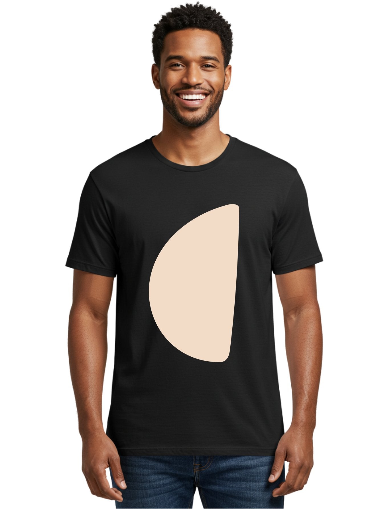 Tan-Semicircle Men'S Graphic Tee, 100% Cotton, Comfortable Casual Summer Wear, Machine Washable, Pale Pink Semicircle, Minimalist Design, Simple Shape, Abstract Art, Modern Graphic, Soft Colors, Geometric Form Aae058 27
