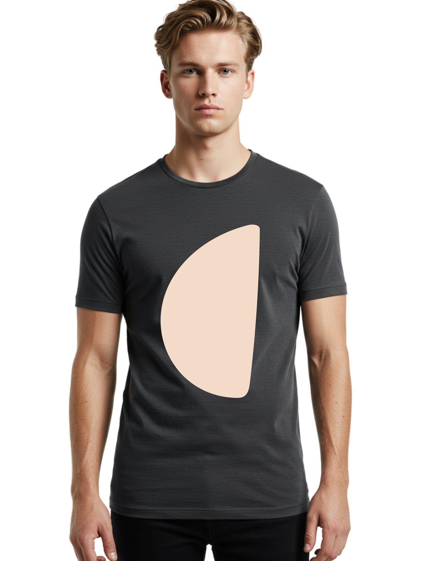 Tan-Semicircle Men'S Graphic Tee, 100% Cotton, Comfortable Casual Summer Wear, Machine Washable, Pale Pink Semicircle, Minimalist Design, Simple Shape, Abstract Art, Modern Graphic, Soft Colors, Geometric Form Aae058 22