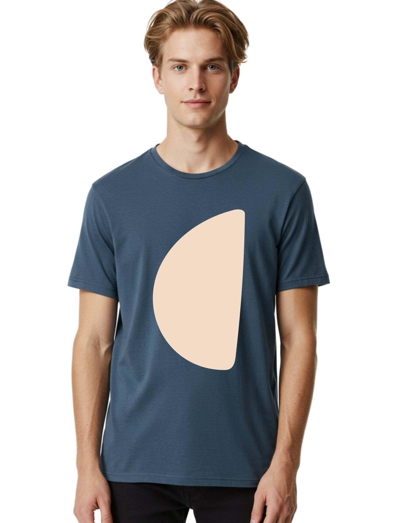 Tan-Semicircle Men'S Graphic Tee, 100% Cotton, Comfortable Casual Summer Wear, Machine Washable, Pale Pink Semicircle, Minimalist Design, Simple Shape, Abstract Art, Modern Graphic, Soft Colors, Geometric Form Aae058 24