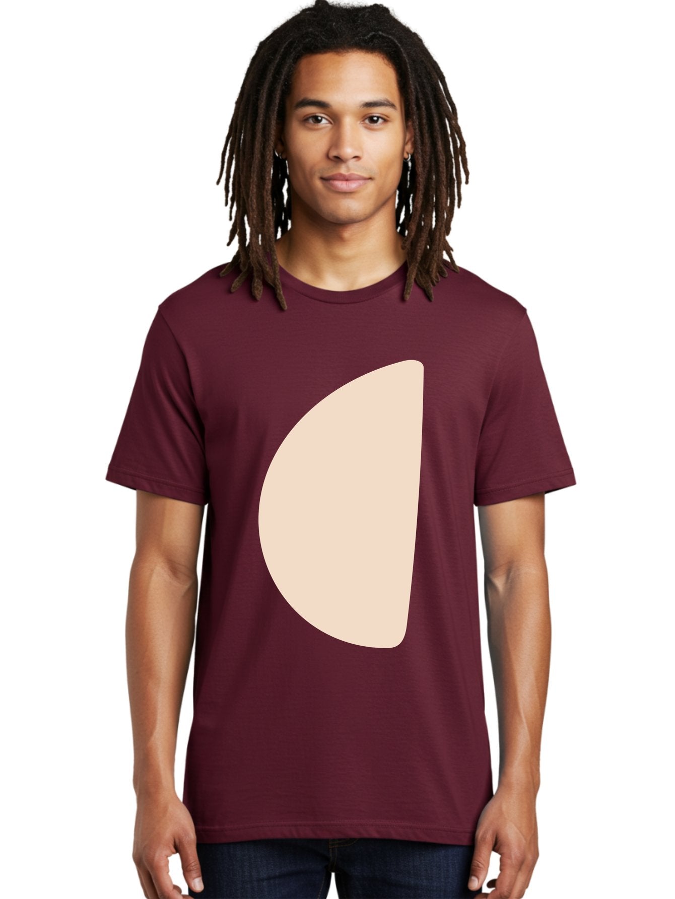 Tan-Semicircle Men'S Graphic Tee, 100% Cotton, Comfortable Casual Summer Wear, Machine Washable, Pale Pink Semicircle, Minimalist Design, Simple Shape, Abstract Art, Modern Graphic, Soft Colors, Geometric Form Aae058 20