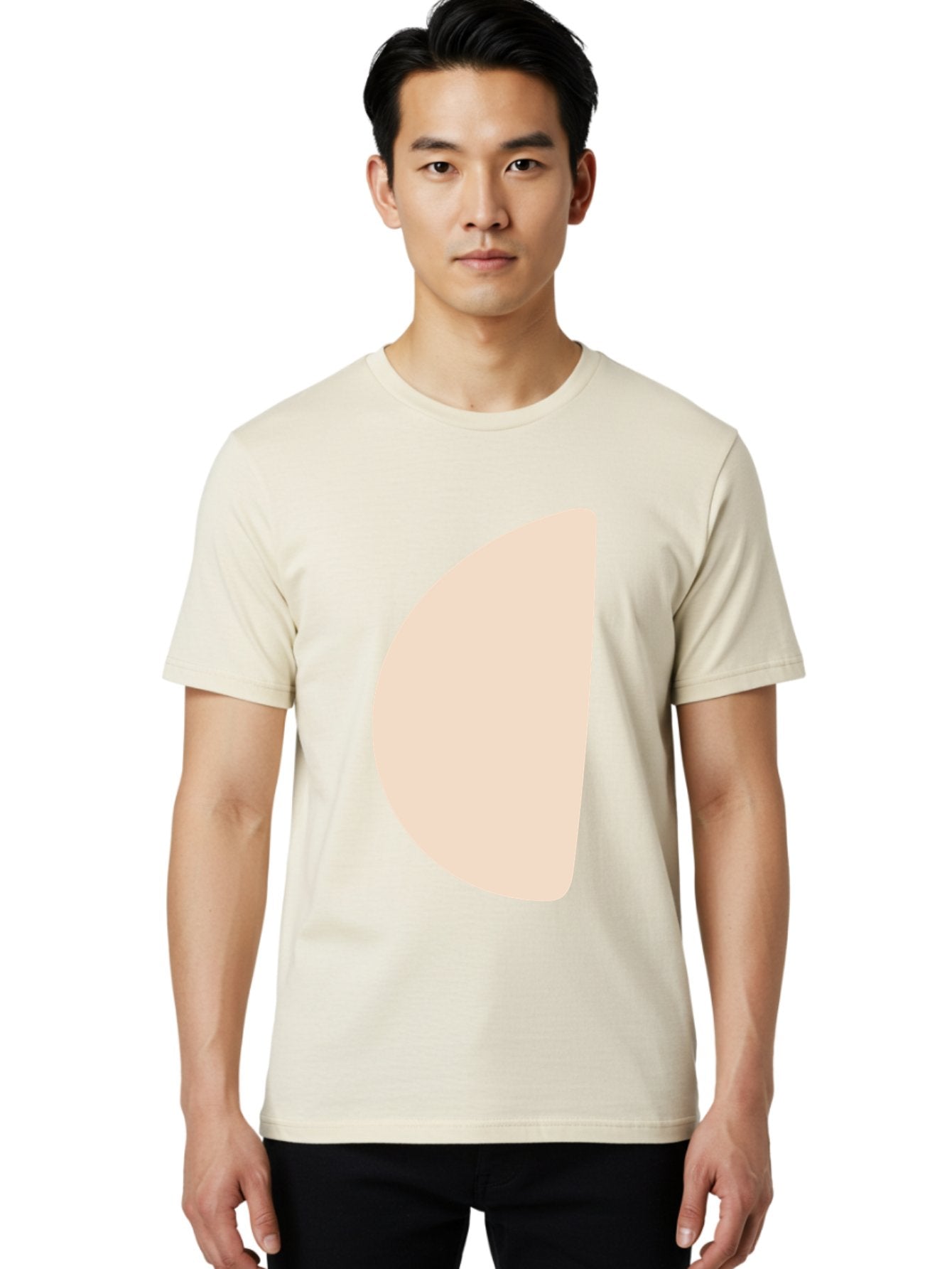Tan-Semicircle Men'S Graphic Tee, 100% Cotton, Comfortable Casual Summer Wear, Machine Washable, Pale Pink Semicircle, Minimalist Design, Simple Shape, Abstract Art, Modern Graphic, Soft Colors, Geometric Form Aae058 25