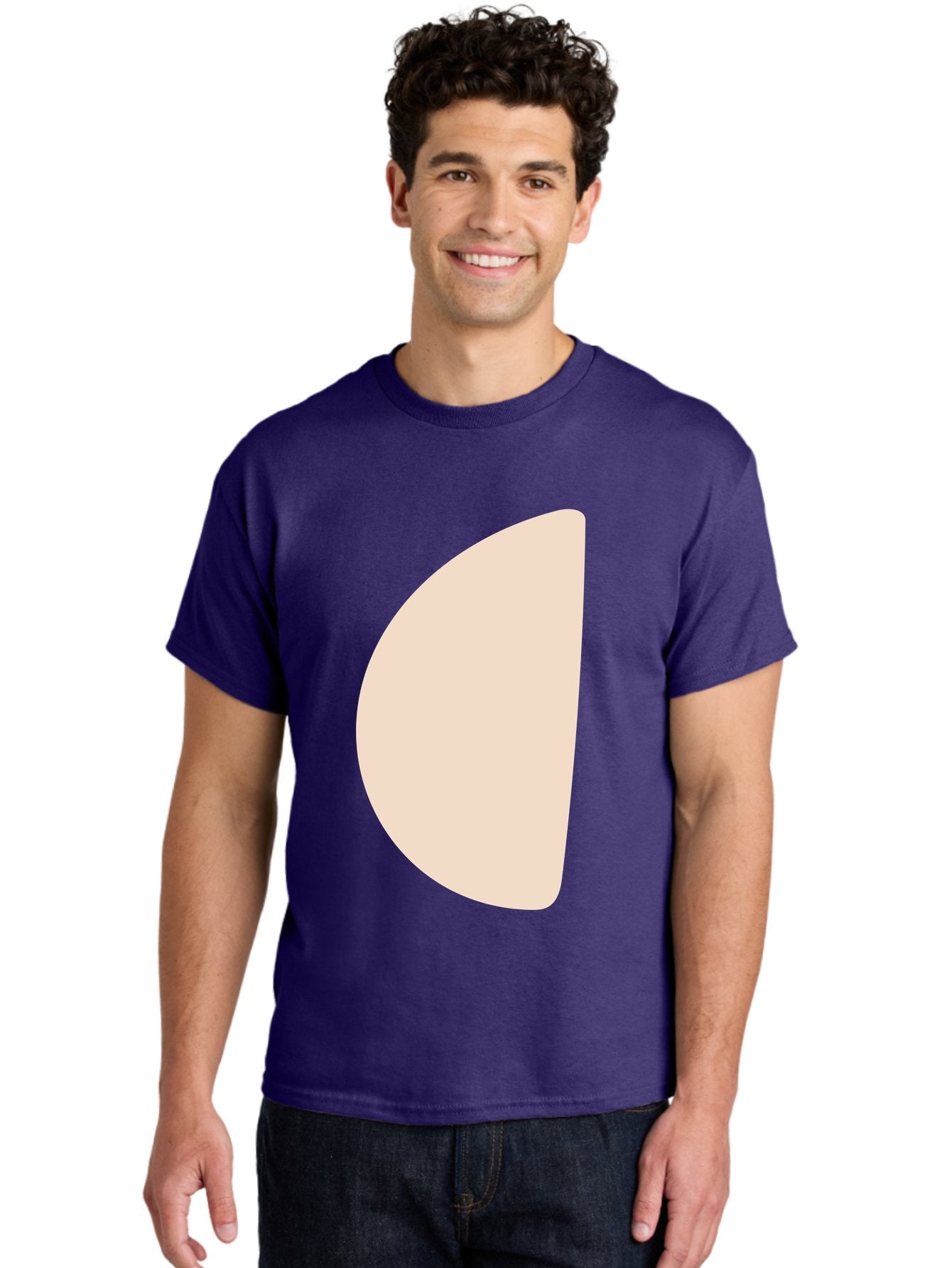 Tan-Semicircle Men'S Graphic Tee, 100% Cotton, Comfortable Casual Summer Wear, Machine Washable, Pale Pink Semicircle, Minimalist Design, Simple Shape, Abstract Art, Modern Graphic, Soft Colors, Geometric Form Aae058 30