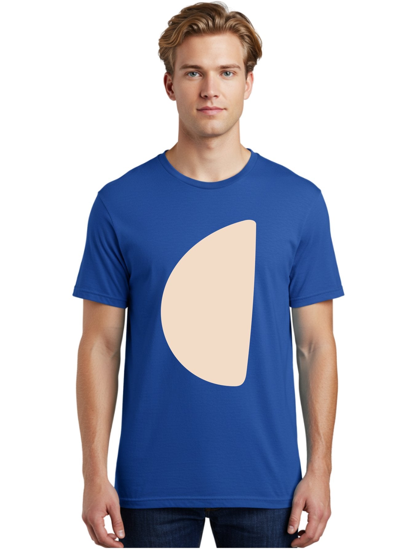 Tan-Semicircle Men'S Graphic Tee, 100% Cotton, Comfortable Casual Summer Wear, Machine Washable, Pale Pink Semicircle, Minimalist Design, Simple Shape, Abstract Art, Modern Graphic, Soft Colors, Geometric Form Aae058 19
