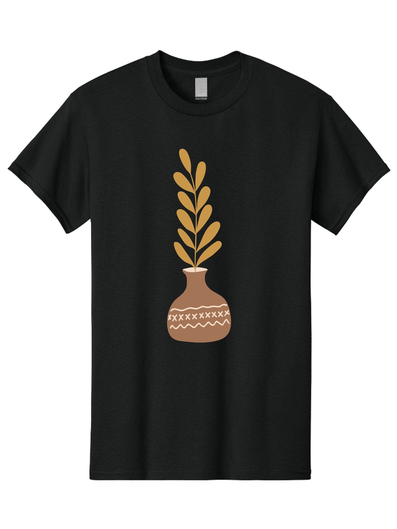 Terracotta-Vase-With-Plant Men'S Graphic Tee, 100% Cotton, Comfortable Casual Summer Wear, Machine Washable, Clay Pot, Decorative Vase, Potted Plant, Earthy Tones, Simple Design, Bohemian Style, Minimalist Art, Home Decor, Natural Elements Aae059 7