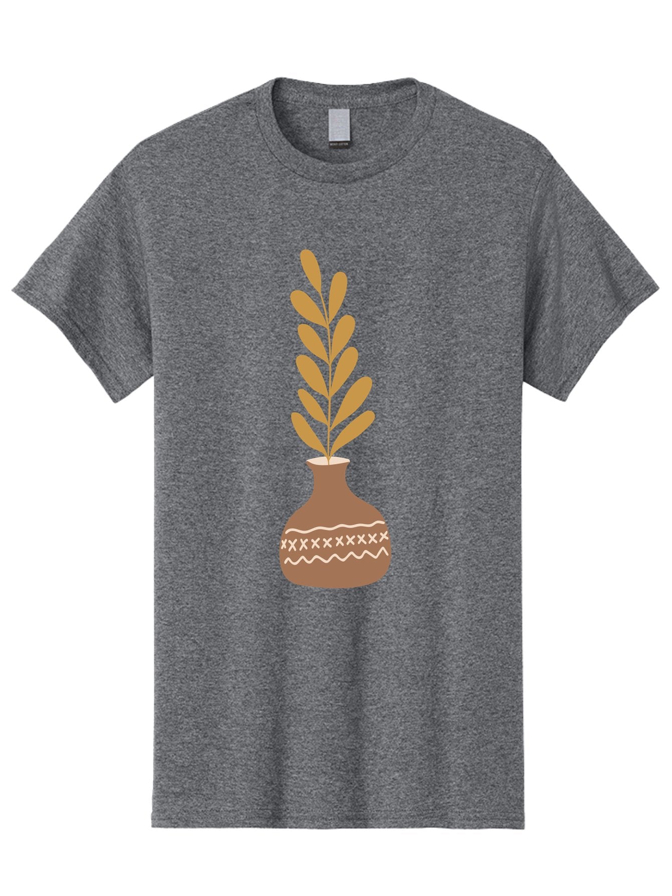 Terracotta-Vase-With-Plant Men'S Graphic Tee, 100% Cotton, Comfortable Casual Summer Wear, Machine Washable, Clay Pot, Decorative Vase, Potted Plant, Earthy Tones, Simple Design, Bohemian Style, Minimalist Art, Home Decor, Natural Elements Aae059 6