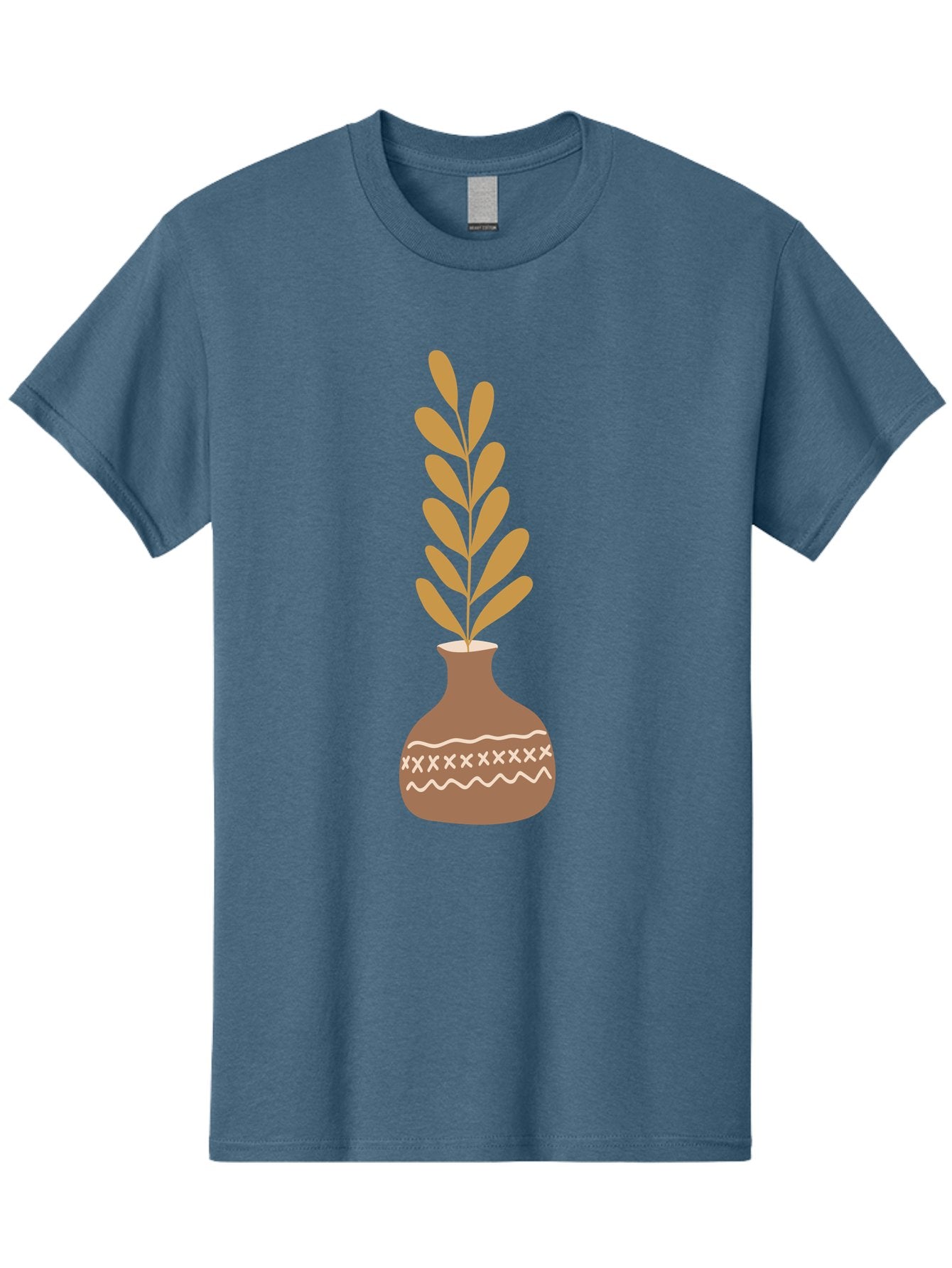 Terracotta-Vase-With-Plant Men'S Graphic Tee, 100% Cotton, Comfortable Casual Summer Wear, Machine Washable, Clay Pot, Decorative Vase, Potted Plant, Earthy Tones, Simple Design, Bohemian Style, Minimalist Art, Home Decor, Natural Elements Aae059 8