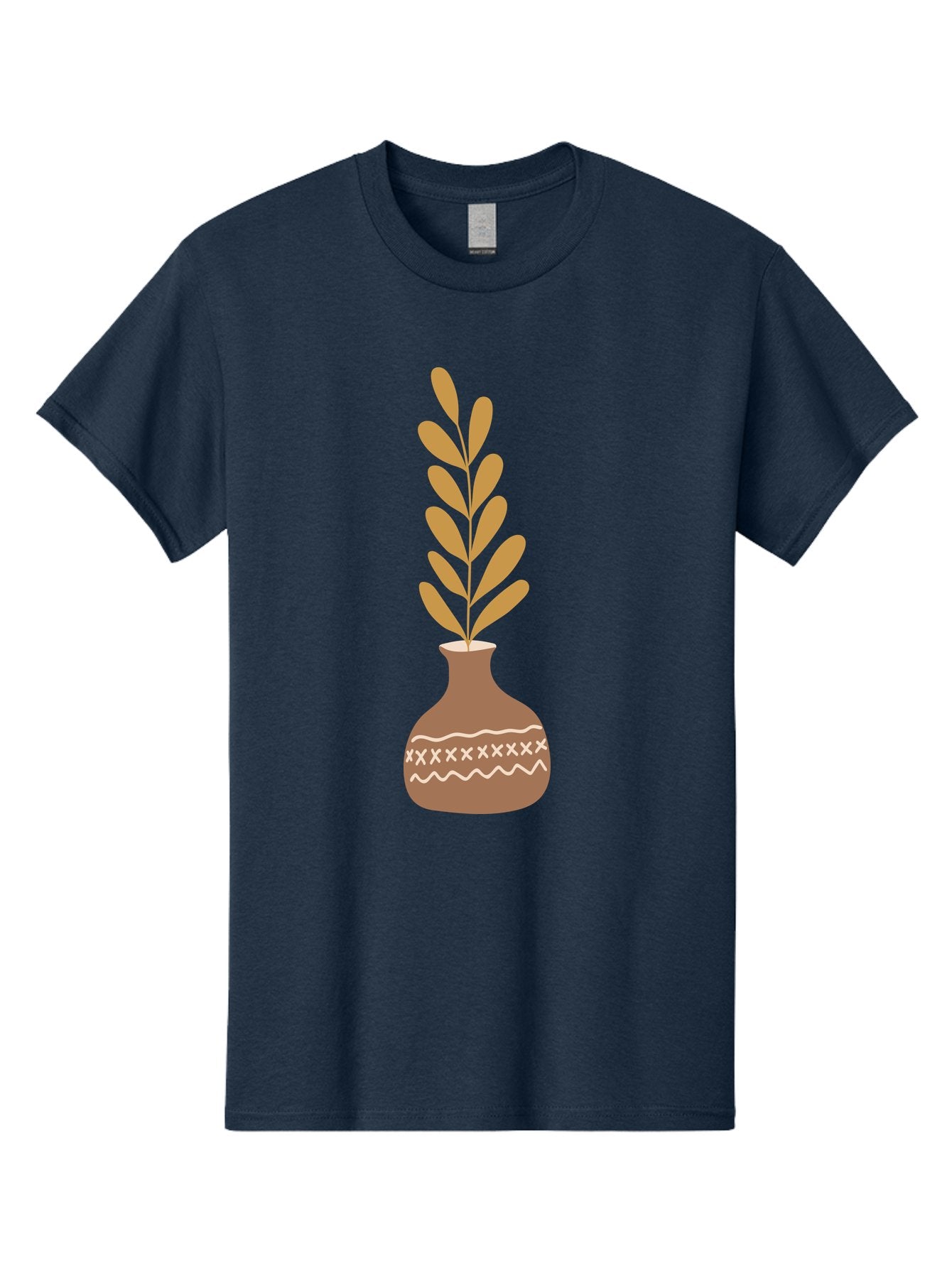 Terracotta-Vase-With-Plant Men'S Graphic Tee, 100% Cotton, Comfortable Casual Summer Wear, Machine Washable, Clay Pot, Decorative Vase, Potted Plant, Earthy Tones, Simple Design, Bohemian Style, Minimalist Art, Home Decor, Natural Elements Aae059 10